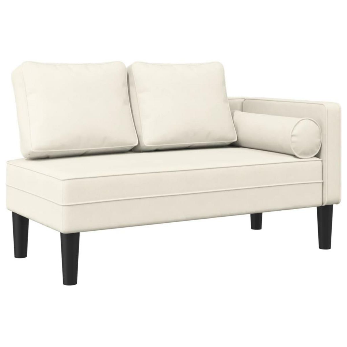 VIDAXL Chaise longue avec coussins creme velours
