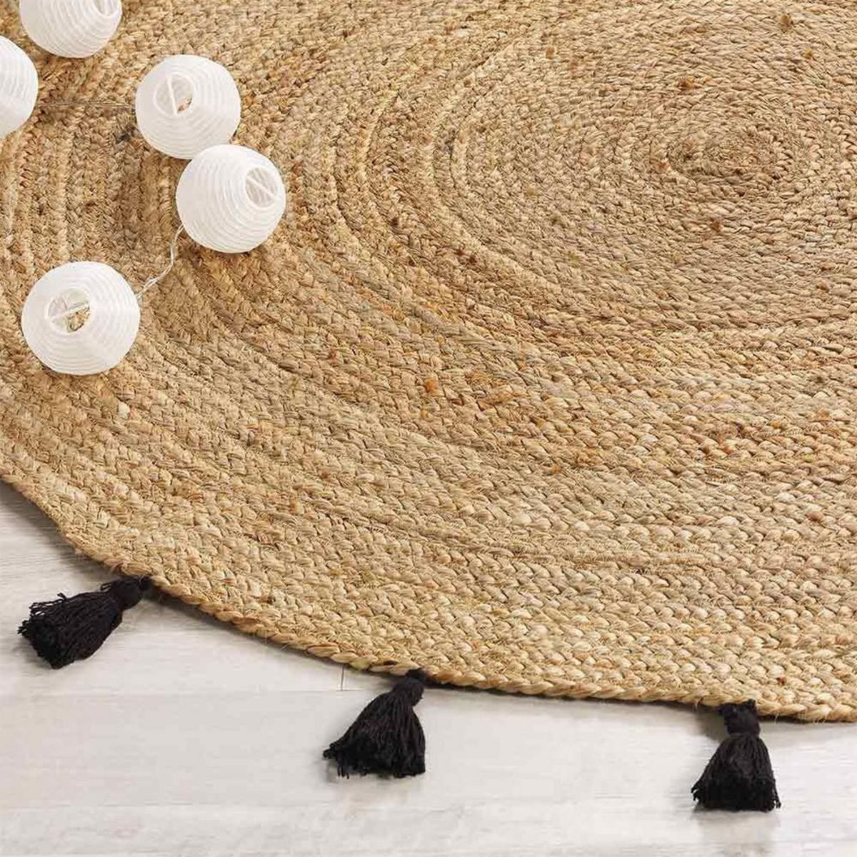 Douceur d'Intérieur Tapis rond 120 cm jute Shira noir