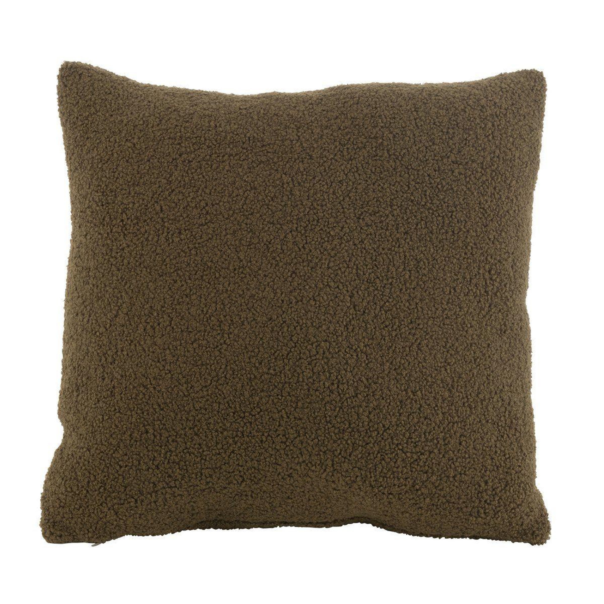Voir la diapositive 1 : J-LINE Coussin Déco Bouclette  Teddy  45x45cm Vert