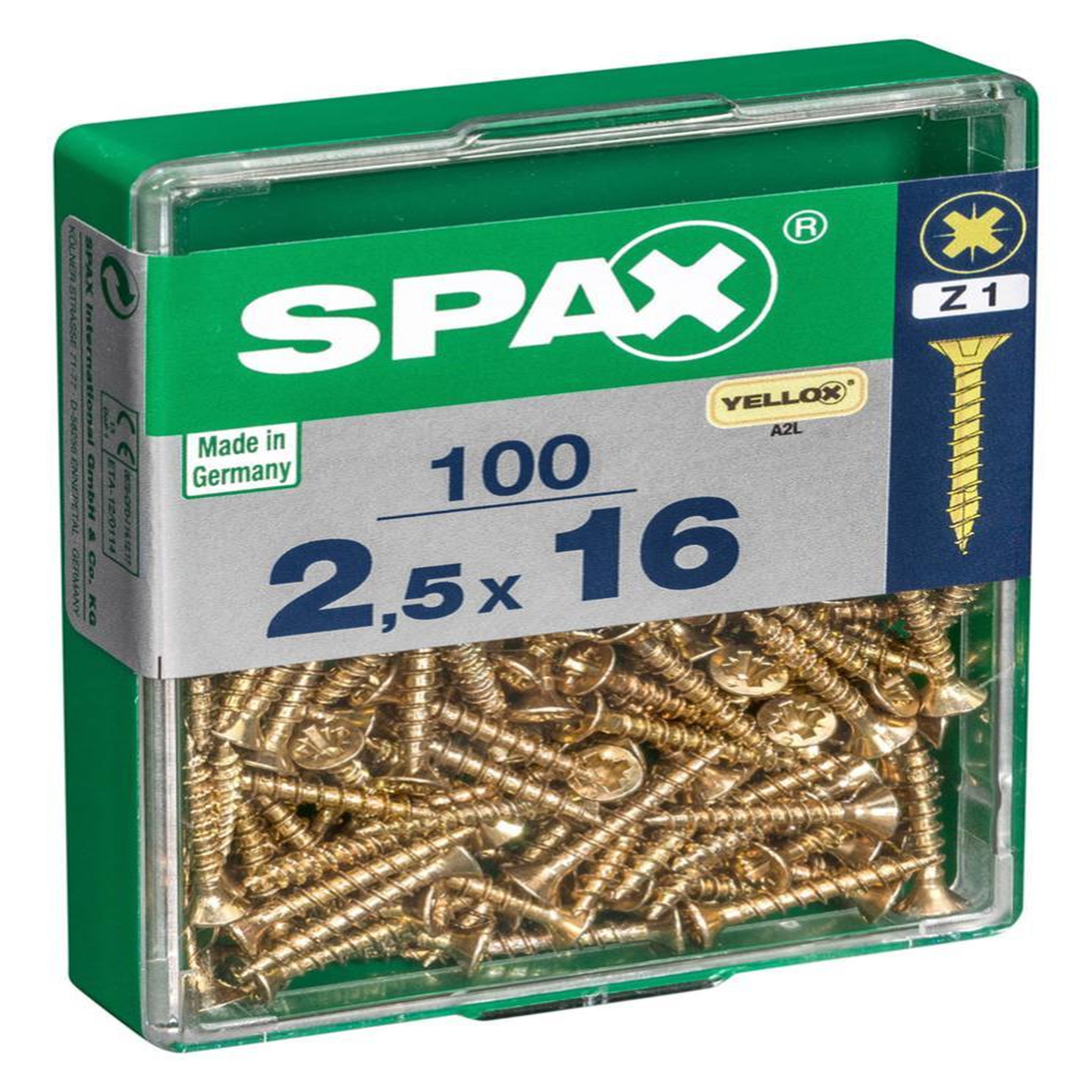 CENTRALE BRICO Lot de 100 vis acier tête fraisée pozidriv SPAX, Diam.2.5 mm x L.16 mm