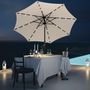 Voir la diapositive 2 : OUTSUNNY Parasol octogonal inclinable Ø 2,67 x 2,4 m lumineux solaire 24 LED polyester haute densité 180 g/m² crème