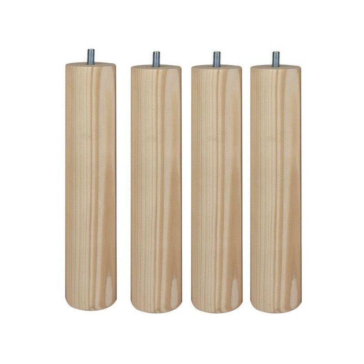CIME Lot De 4 Pieds De Lit/Sommier Cylindrique 25Cm Hêtre/Beige