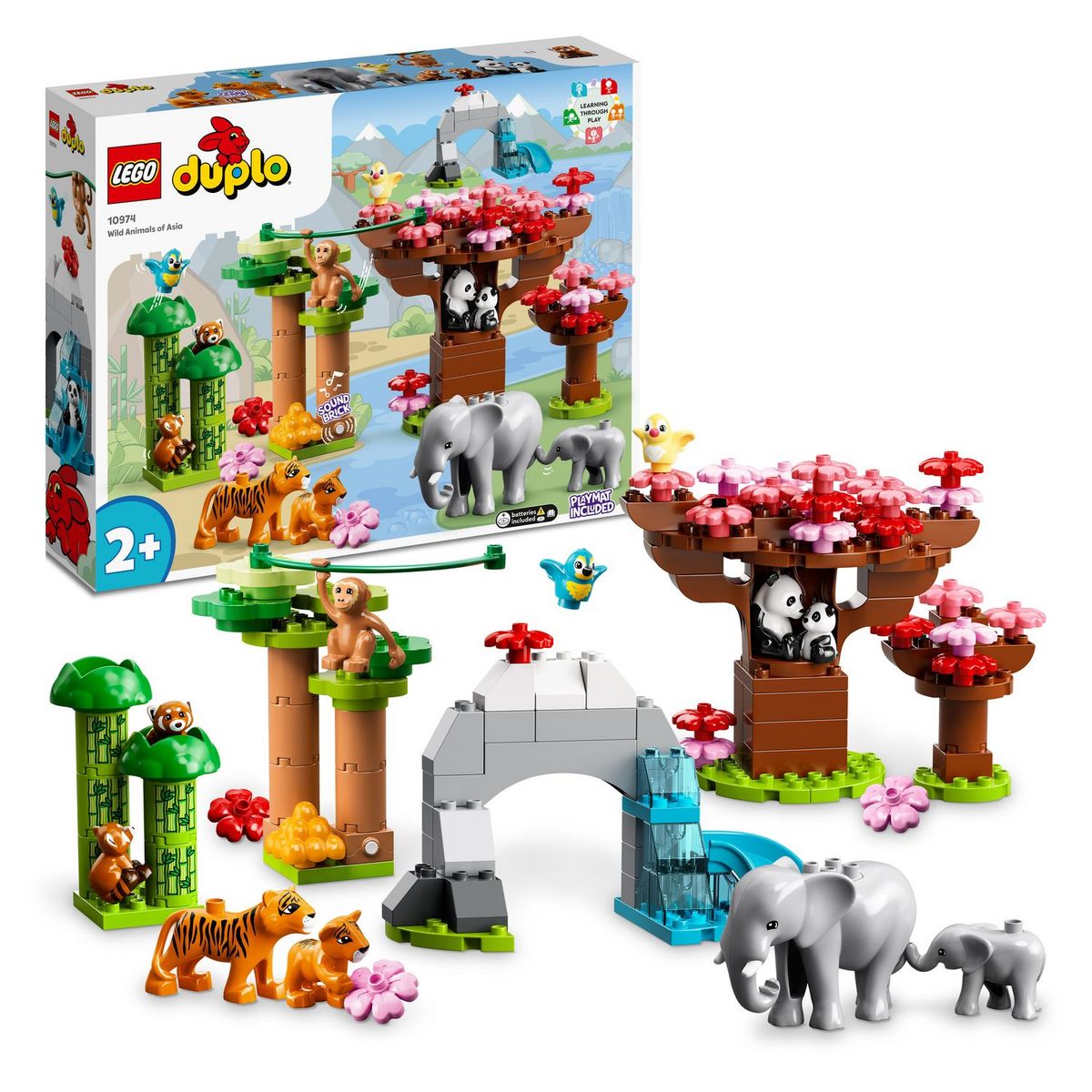 LEGO DUPLO 10974 Animaux Sauvages d&rsquo;Asie, Jouet et Figurines de Pandas, Oiseaux et Tigres