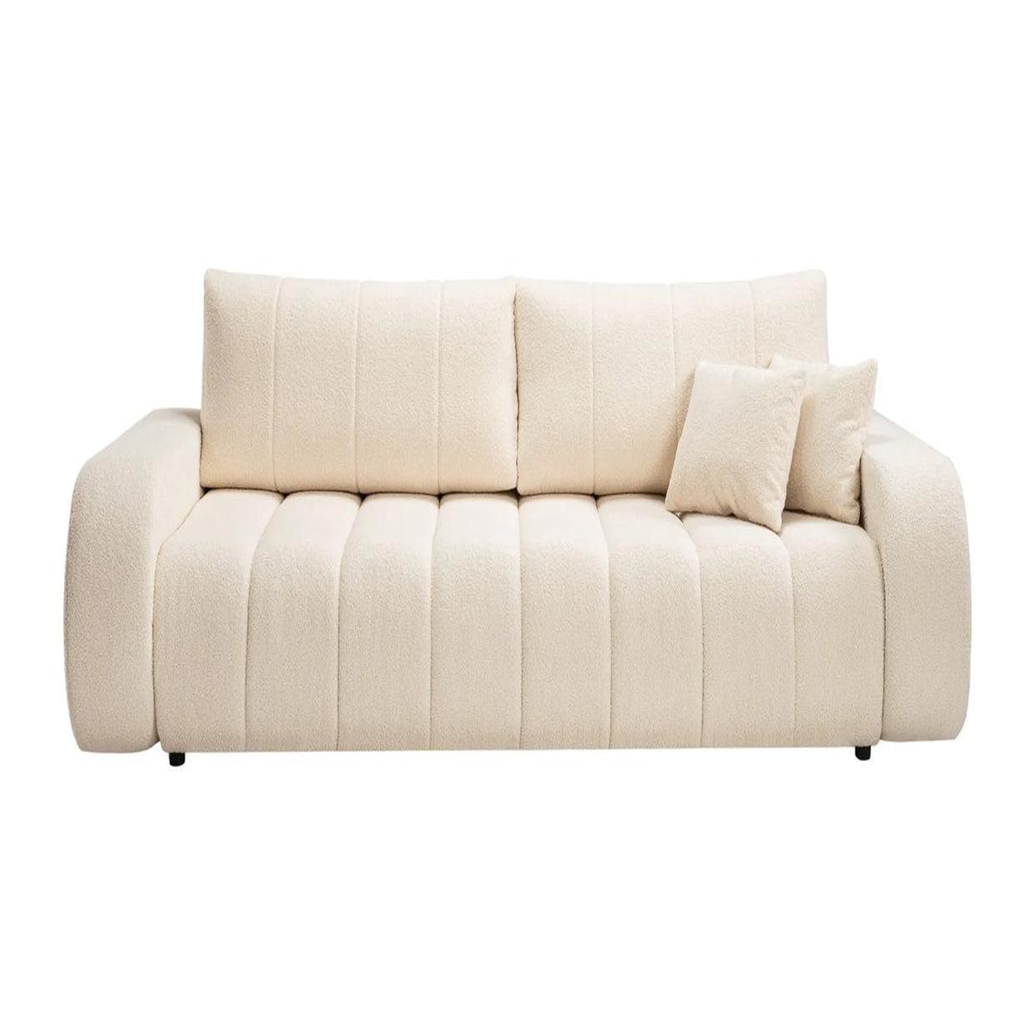 Voir la diapositive 1 : CASANOVA PARIS Celeste - canapé droit convertible tissu bouclette 3 places