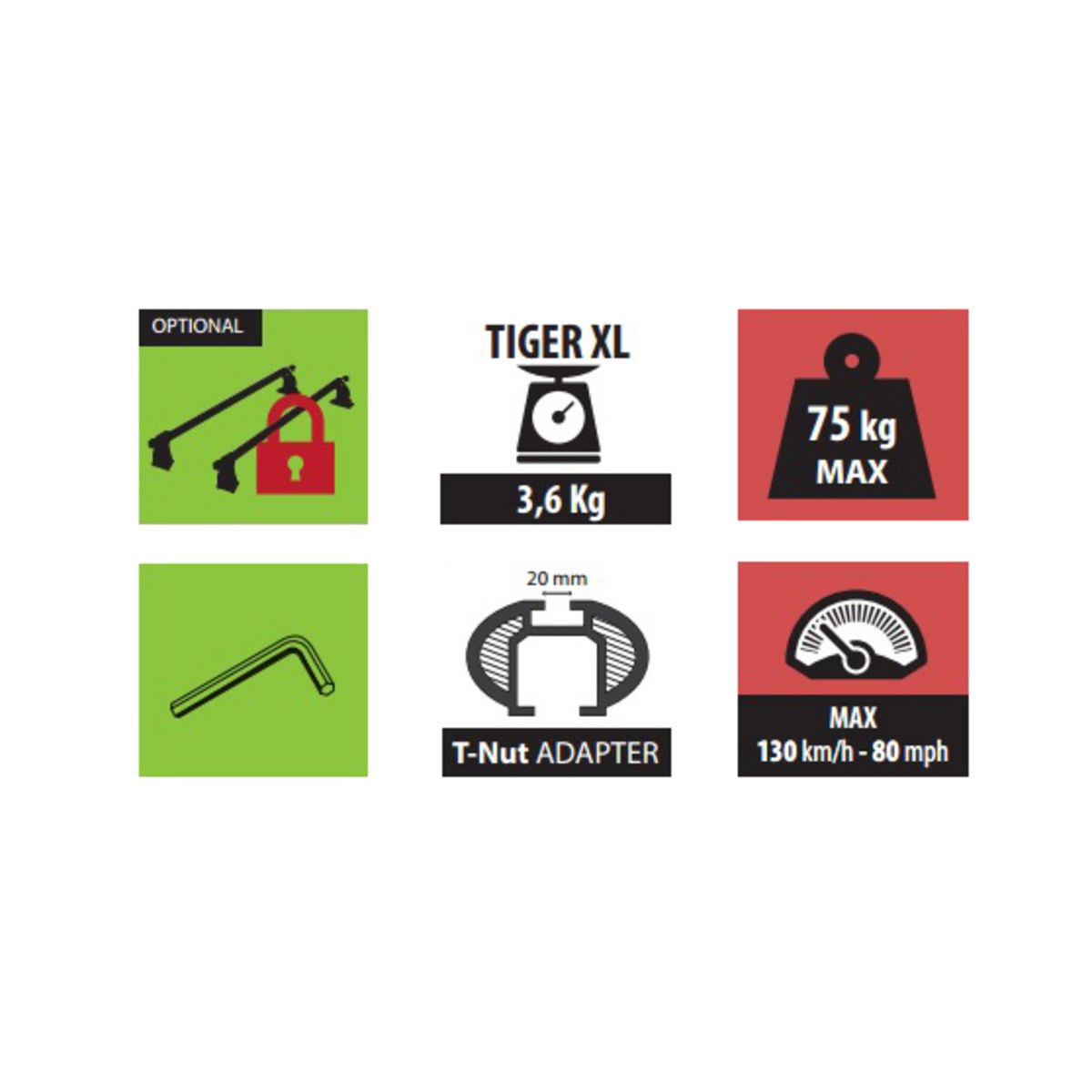 MENABO BARRE-RAIL STANDARD/INTÉGRÉ TIGER XL BLK