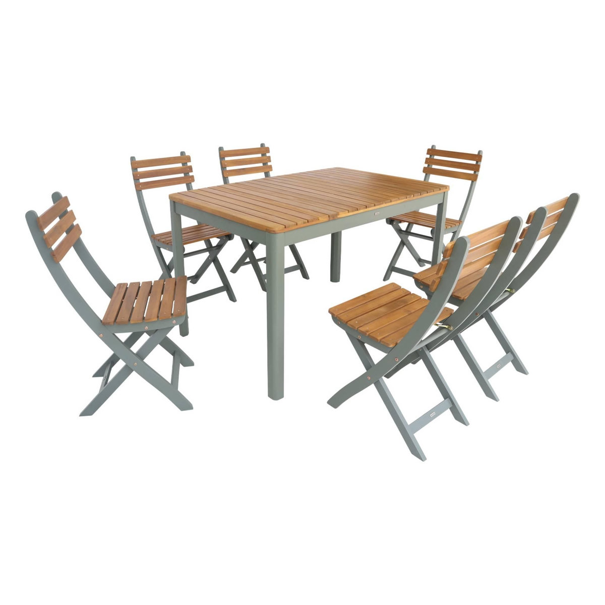 SWEEEK Table de jardin acacia avec coins arrondis, 6 chaises, 120 x 80 x 75 cm