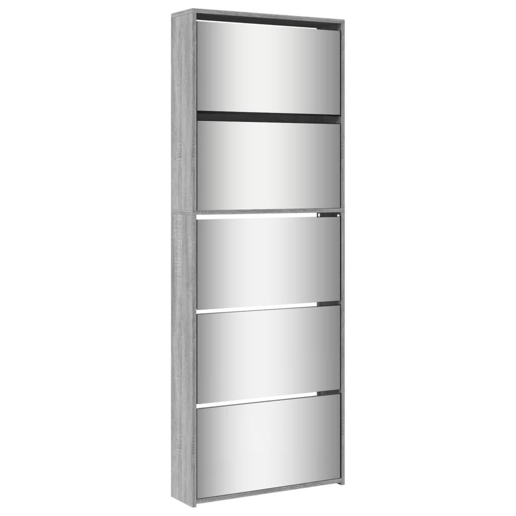 Voir la diapositive 2 : VIDAXL Armoire a chaussures miroir 5 niveaux sonoma gris 63x17x169,5cm