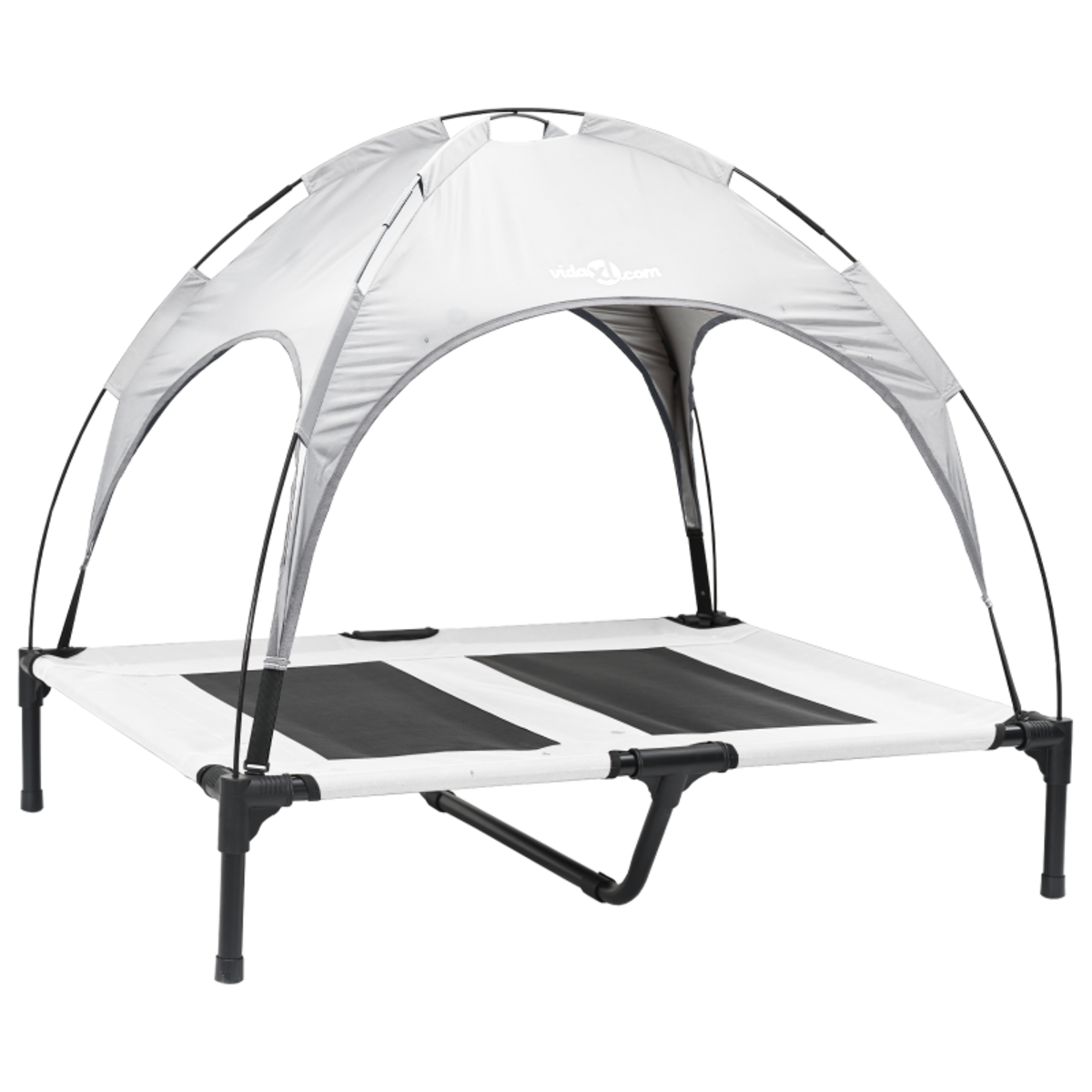 VIDAXL Lit pour chien surélevé avec toit amovible Gris Argent L Acier