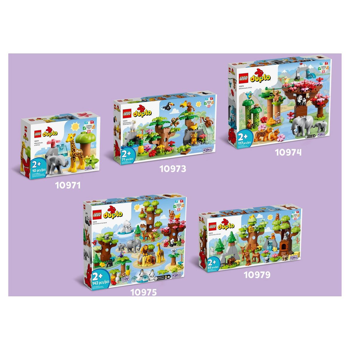 LEGO Duplo 10971 Animaux sauvages d'Afrique, Jouet sur le Safari pour Enfants de 2 Ans avec Figurines d'Éléphant et de Girafe, avec Tapis de Jeu