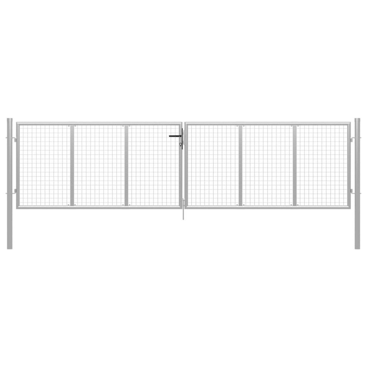 VIDAXL Porte de jardin Acier galvanise 415x150 cm Argente