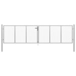 VIDAXL Porte de jardin Acier galvanise 415x150 cm Argente