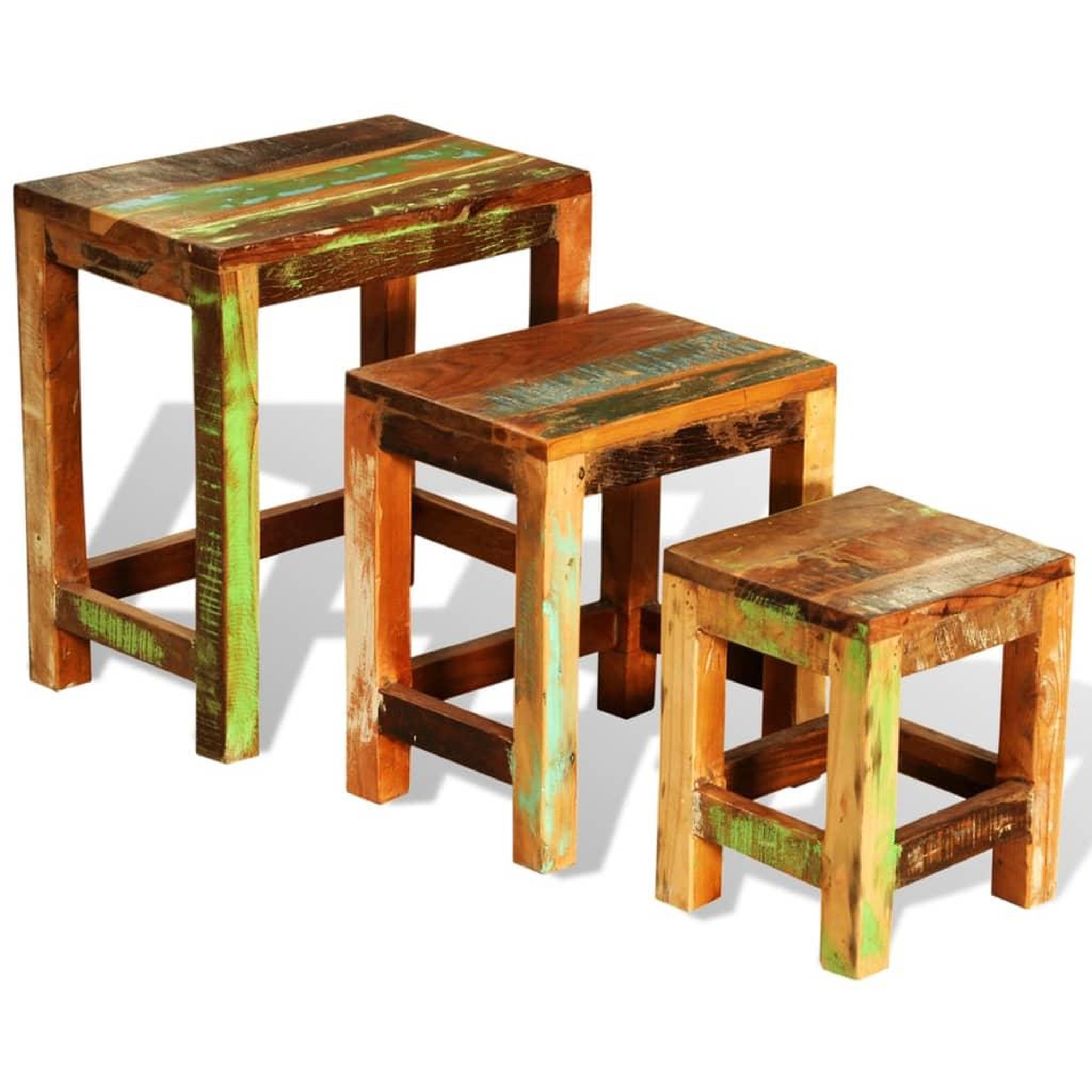 Voir la diapositive 2 : VIDAXL Table gigogne 3 pcs vintage Bois de recuperation