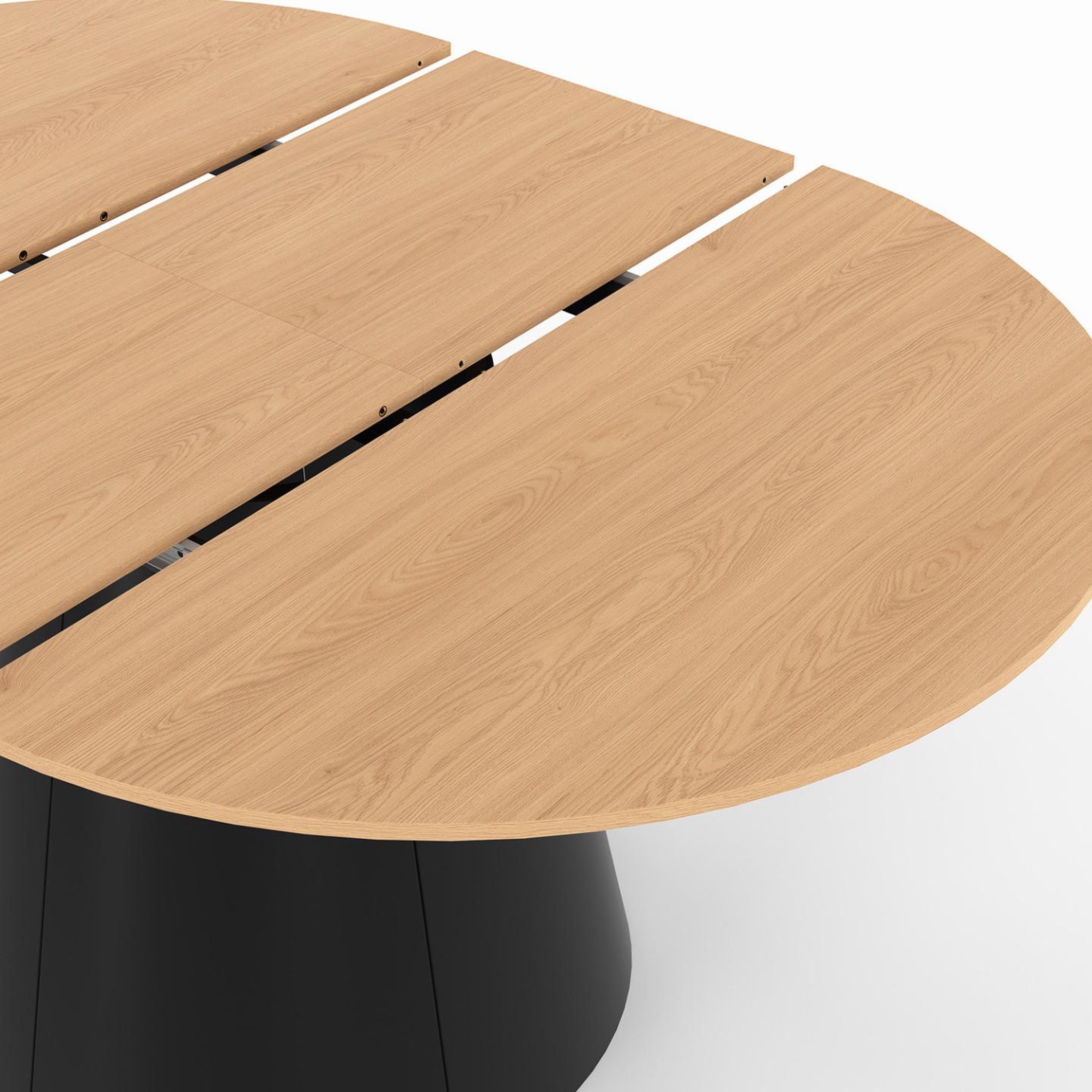 Voir la diapositive 6 : ID MARKET Table à manger ronde extensible angele 4-8 personnes bois effet hêtre et pied noir 110-150 cm
