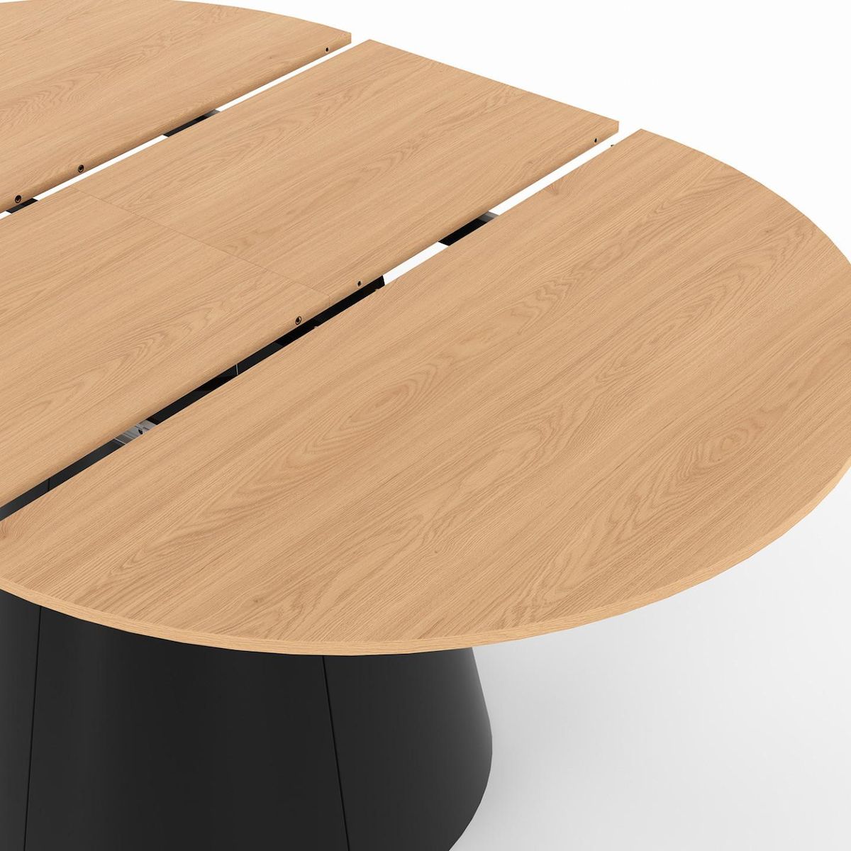 ID MARKET Table à manger ronde extensible ANGELE 4-8 personnes bois effet hêtre et pied noir 110-150 cm