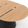 Voir la diapositive 6 : ID MARKET Table à manger ronde extensible ANGELE 4-8 personnes bois effet hêtre et pied noir 110-150 cm