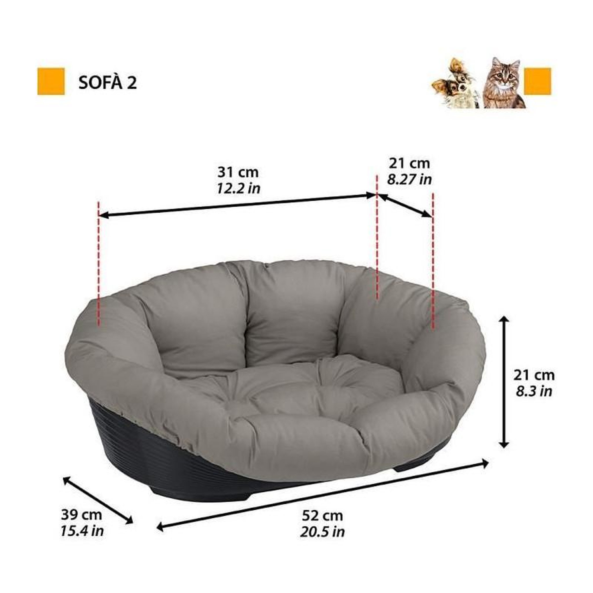 Voir la diapositive 6 : Ferplast Corbeille - FERPLAST - SOFA 2 - Avec coussin a motif 1