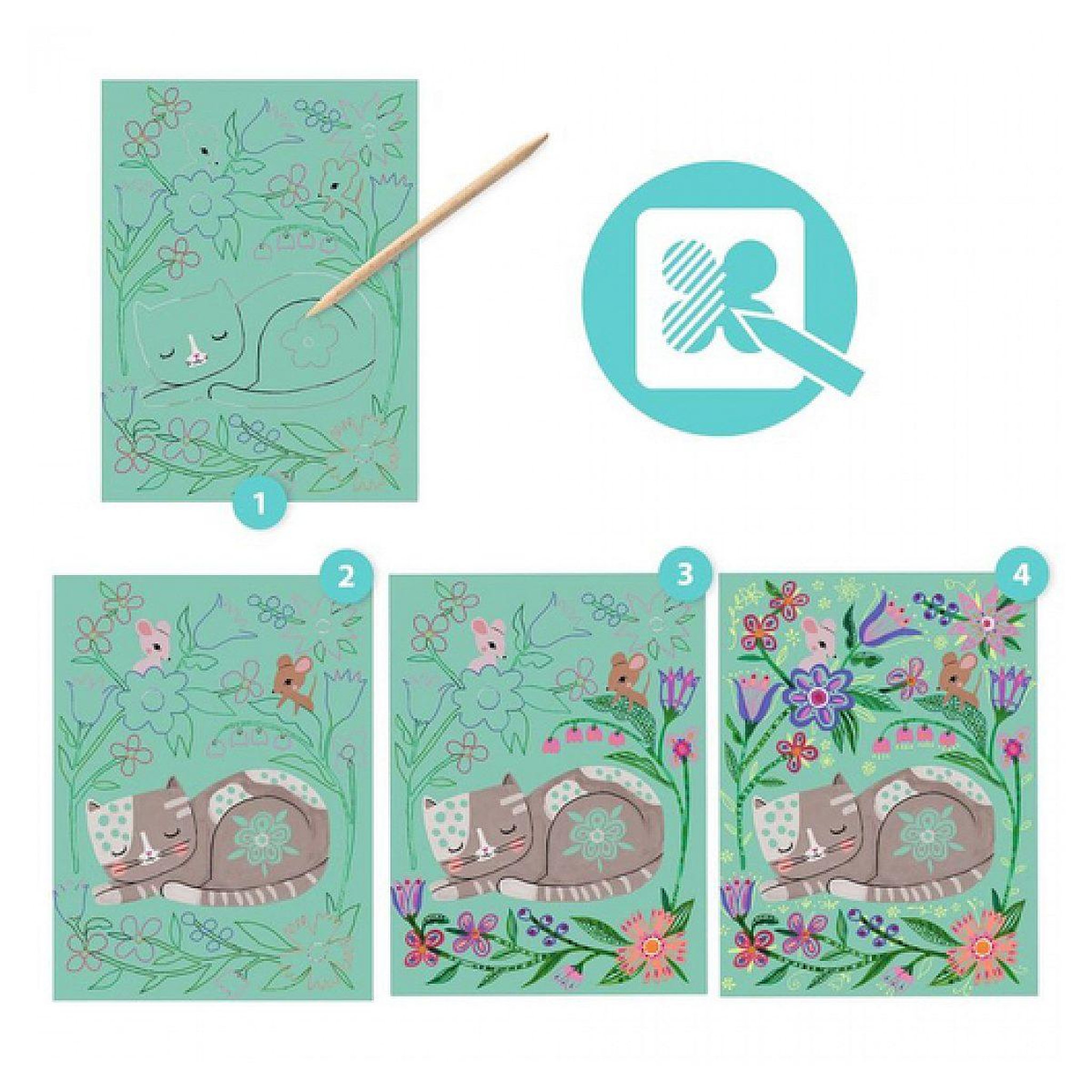 Voir la diapositive 4 : Djeco Cartes a gratter - rencontres