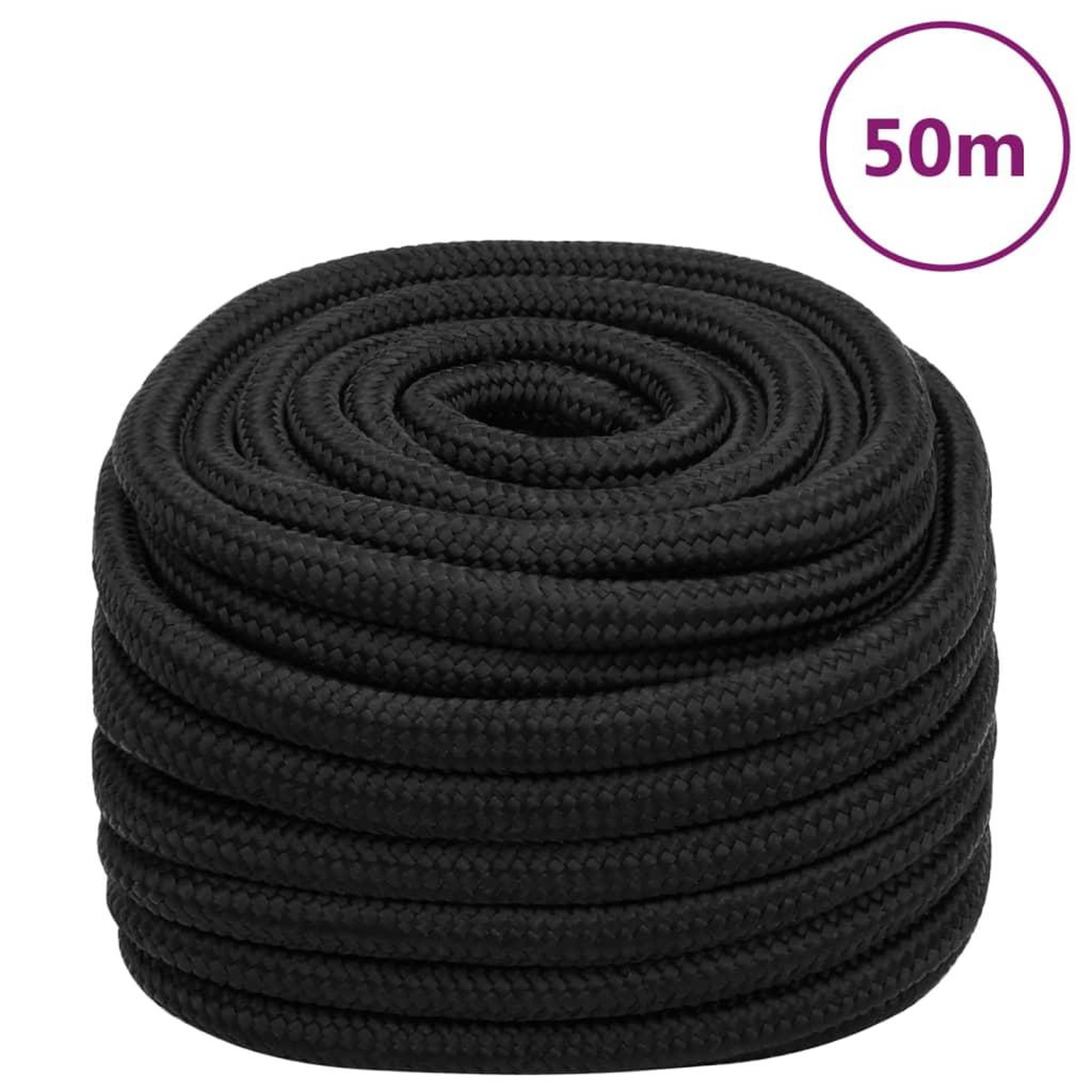 VIDAXL Corde de bateau Noir complet 20 mm 50 m Polypropylene