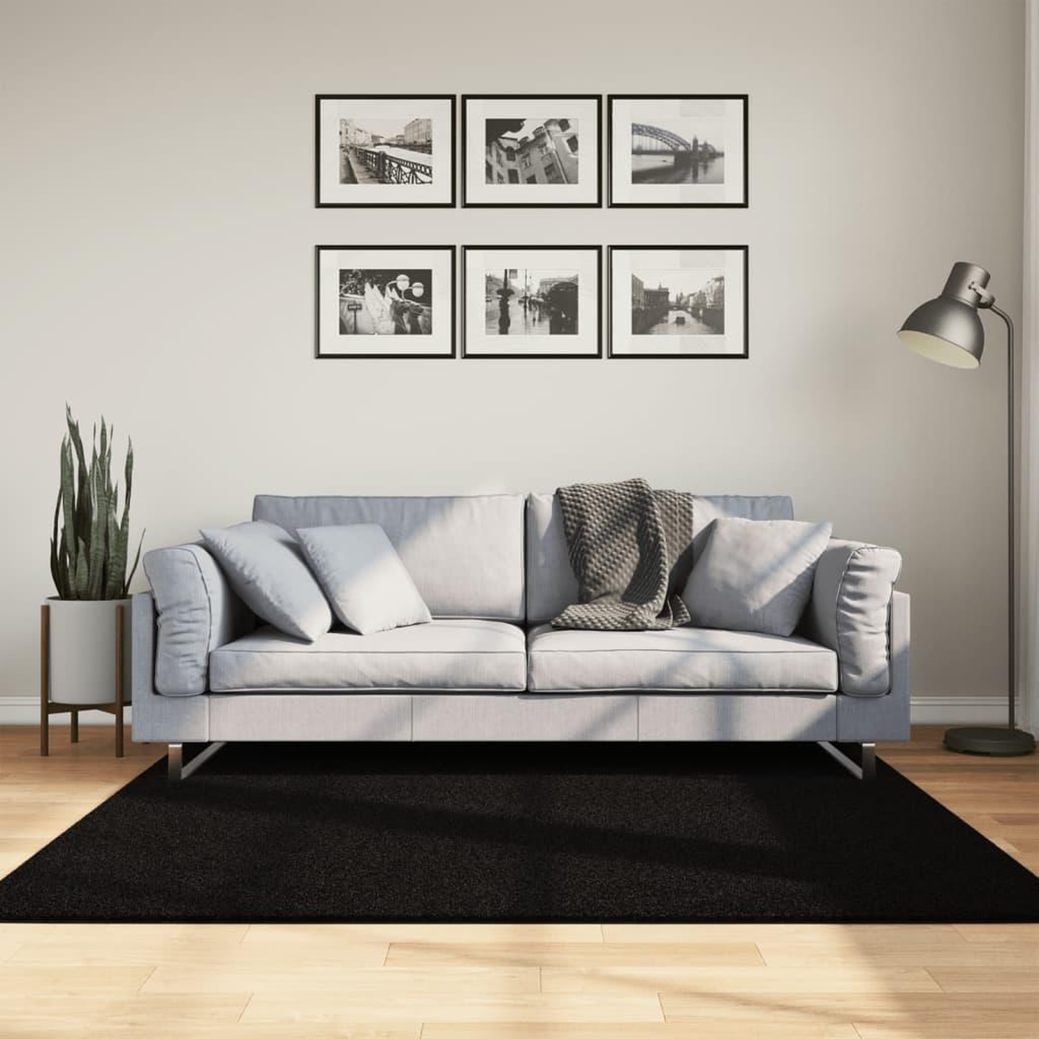 VIDAXL Tapis HUARTE a poils courts doux et lavable noir 160x160 cm