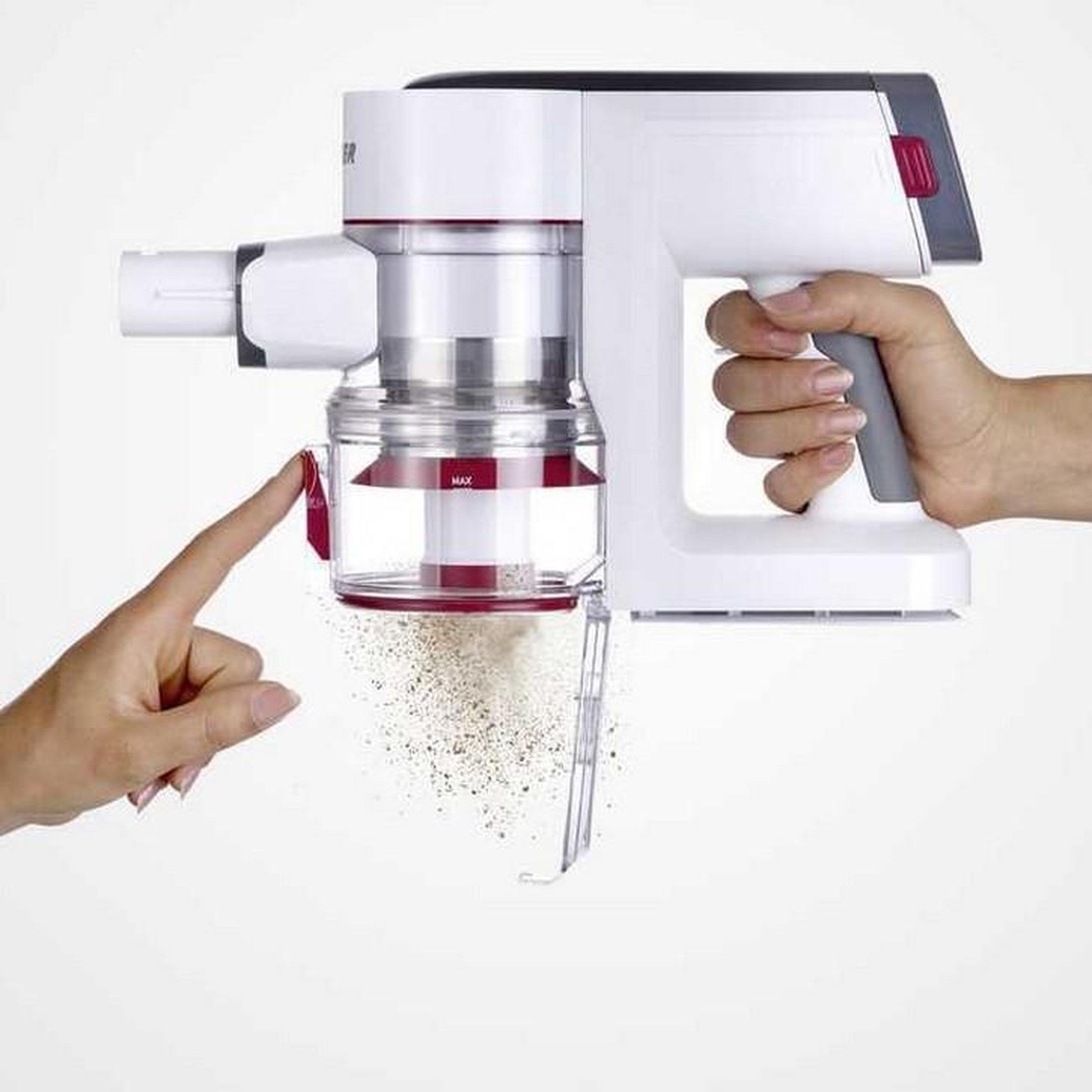 Voir la diapositive 3 : SEVERIN Aspirateur balai 2en1 rechargeable 25.2v blanc - hv7166