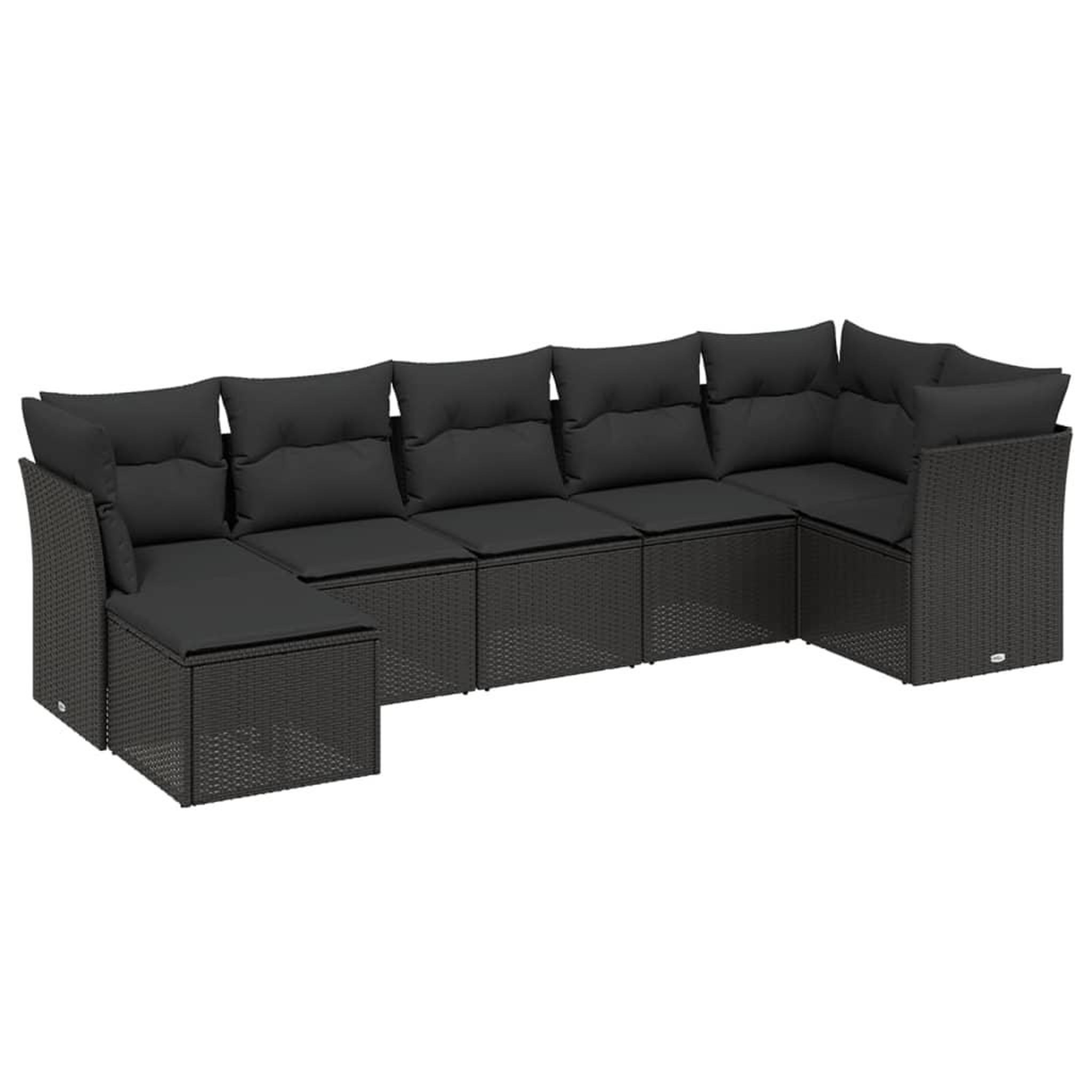 Voir la diapositive 2 : VIDAXL Salon de jardin 7 pcs avec coussins noir resine tressee