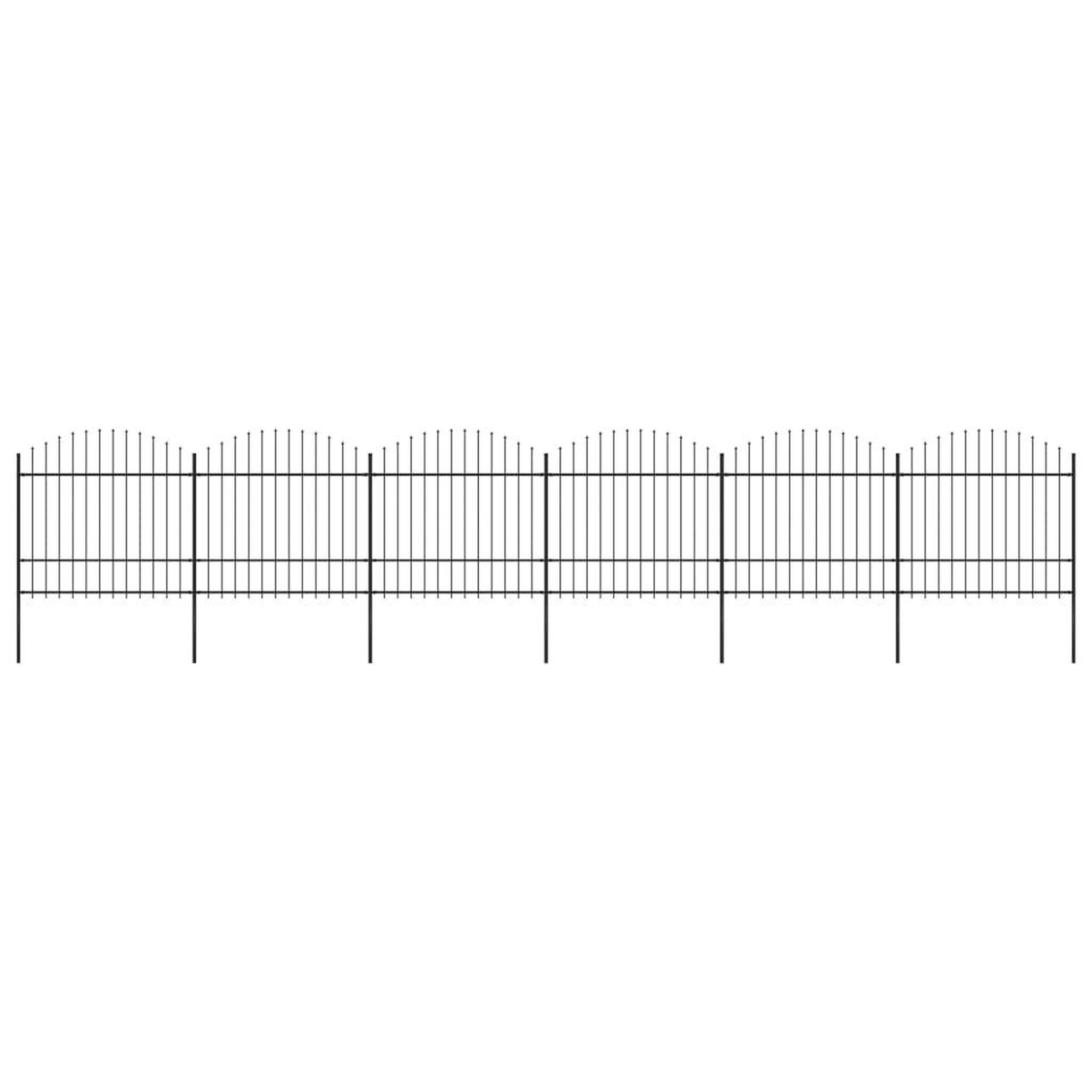 VIDAXL Cloture de jardin a dessus en lance Acier (1,5-1,75)x10,2m Noir