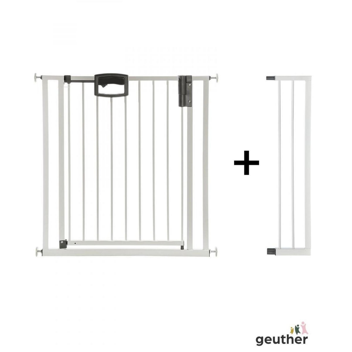 GEUTHER Barrière de porte à pression Easylock Plus en métal - Ajustable de 96,5 à 104,5 cm - Couleur blanche
