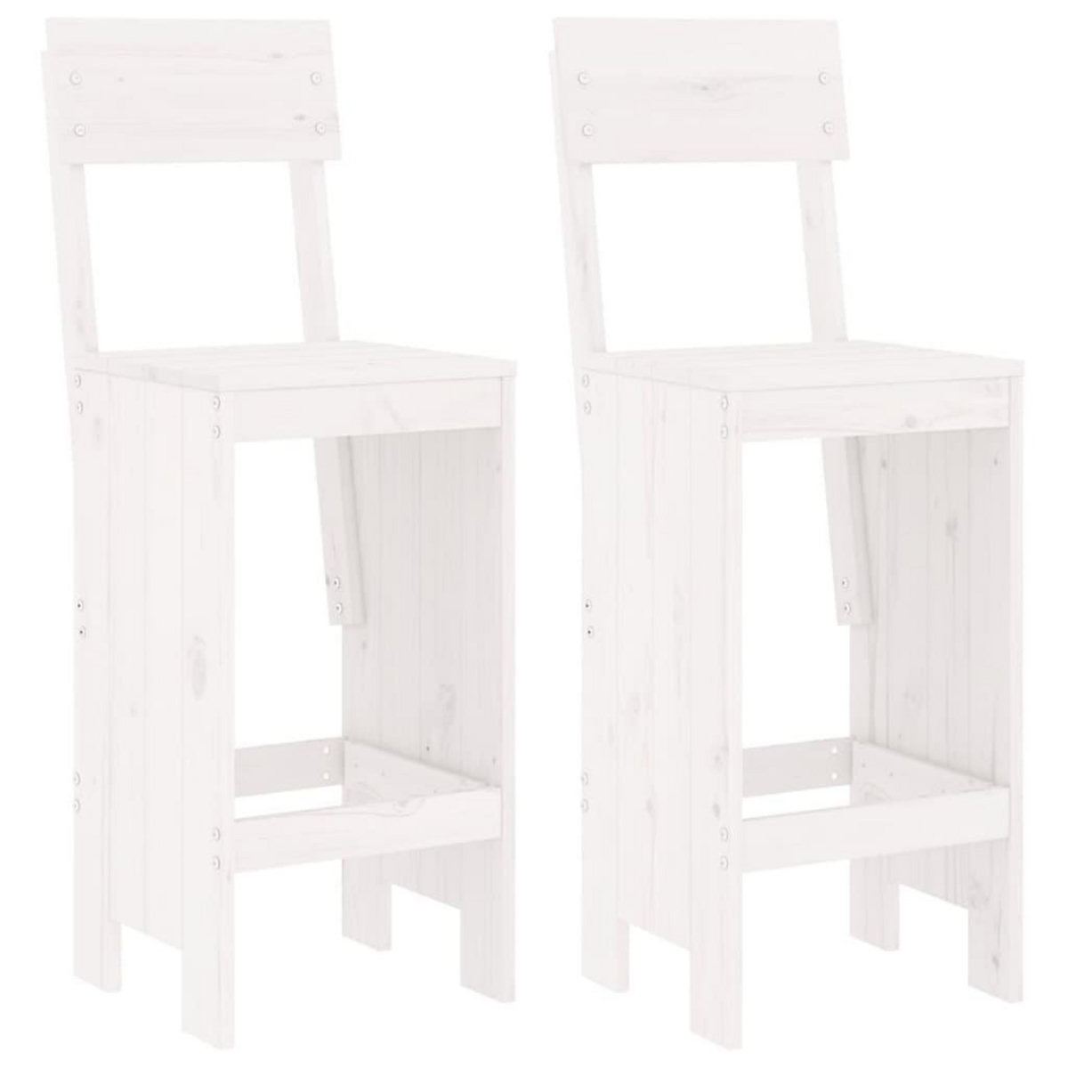 VIDAXL Tabourets de bar lot de 2 blanc 40x48,5x115,5cm bois massif pin