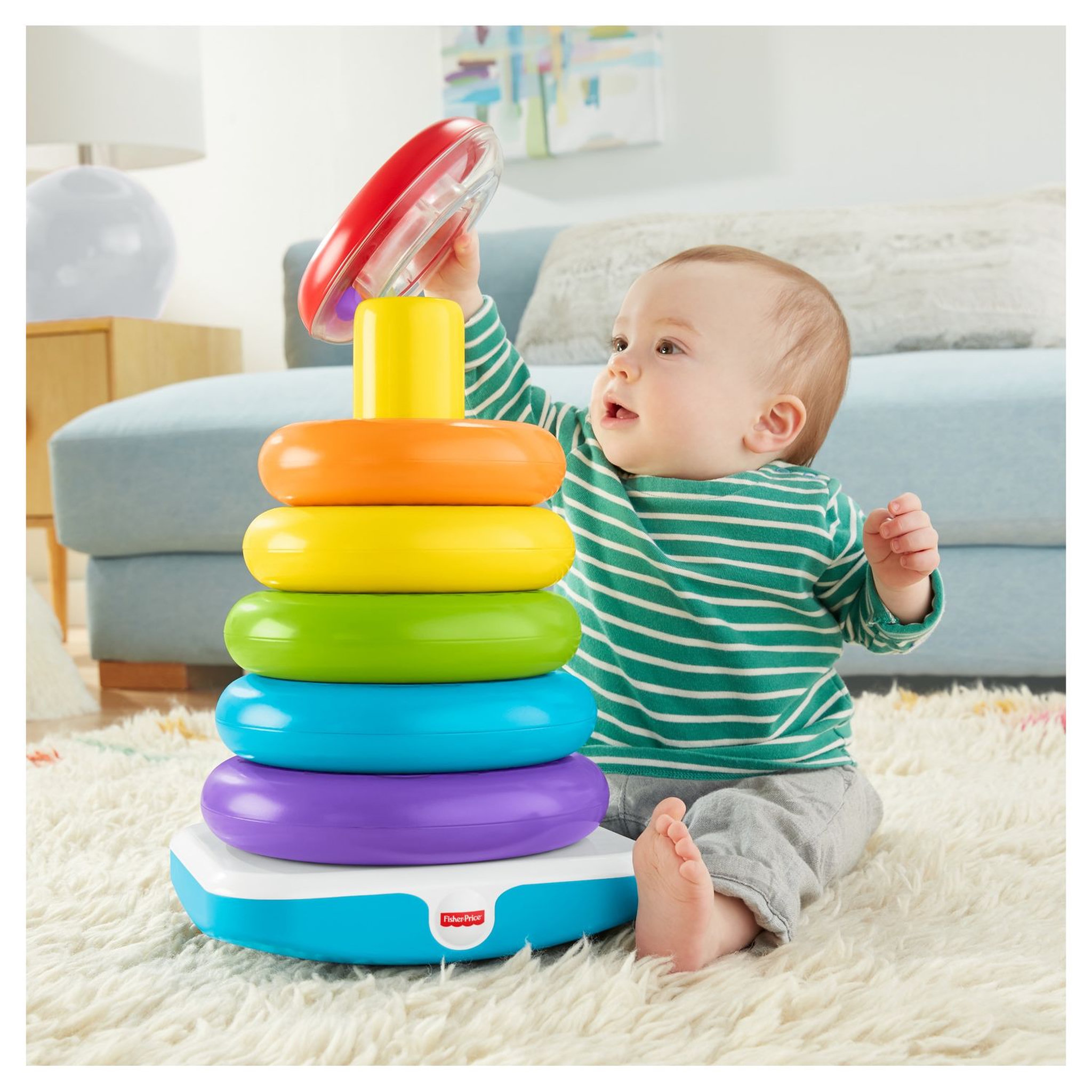 Voir la diapositive 3 : MATTEL Fisher-Price - Pyramide Arc-en-ciel géante - Jouet d'éveil 