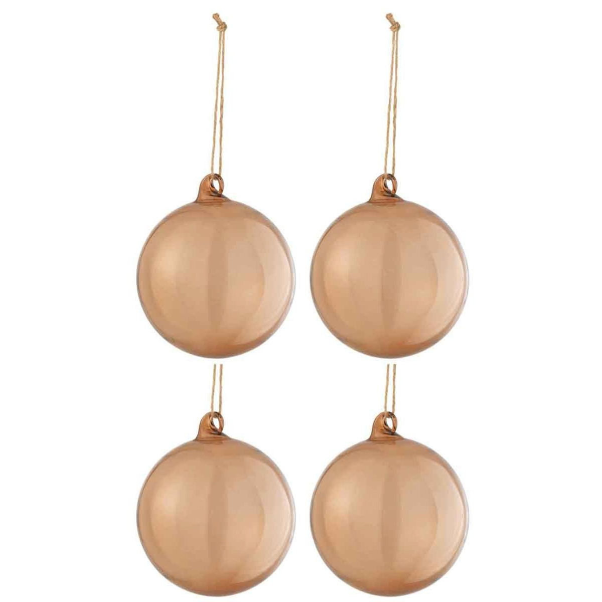Paris Prix Lot de 4 Boules de Noël  Verre Épais  10cm Beige