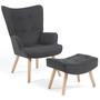 Voir la diapositive 1 : ID MARKET Fauteuil scandinave IVAR avec repose pieds gris anthracite