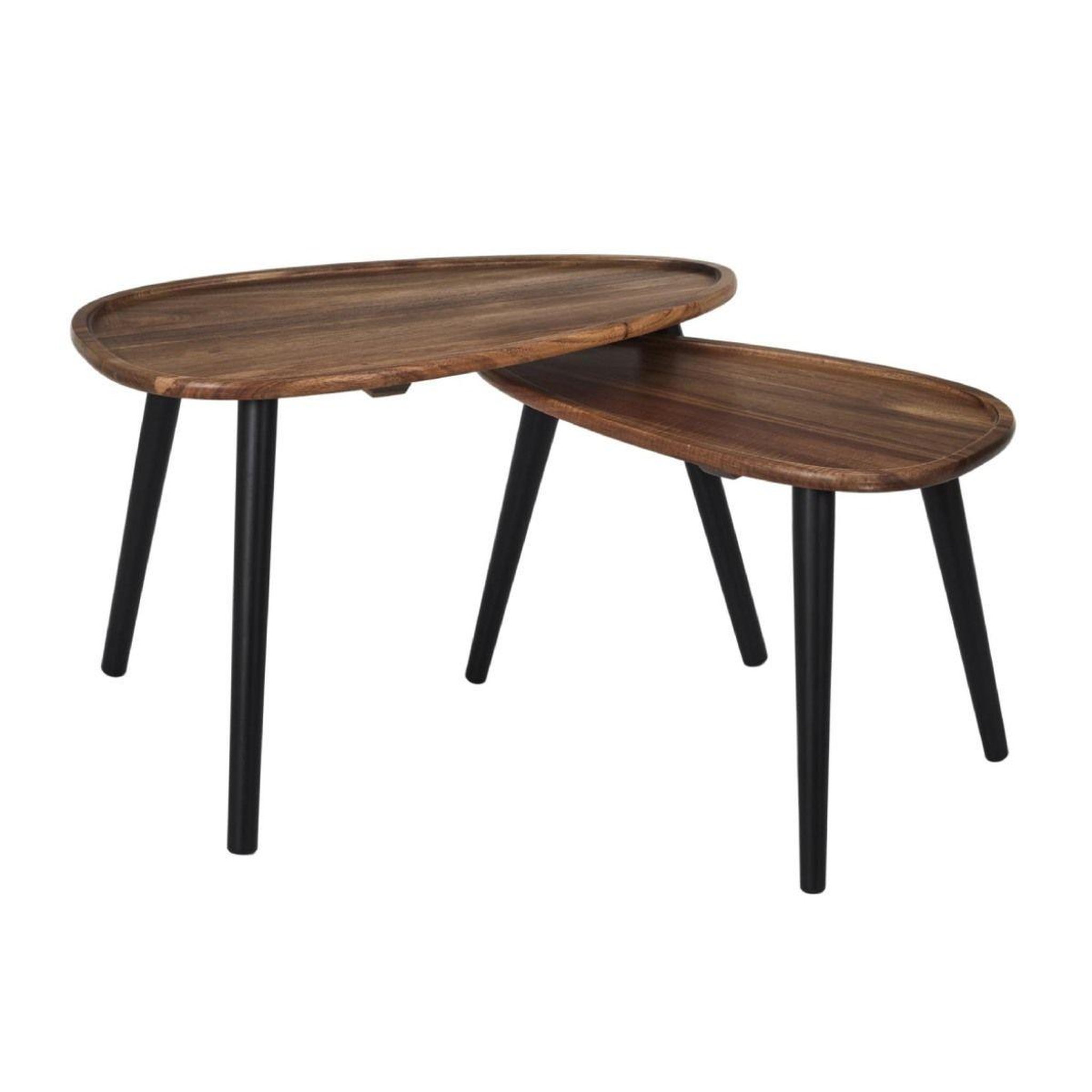 The Home Deco Factory Lot de 2 tables basses gigognes  galet  60cm marron