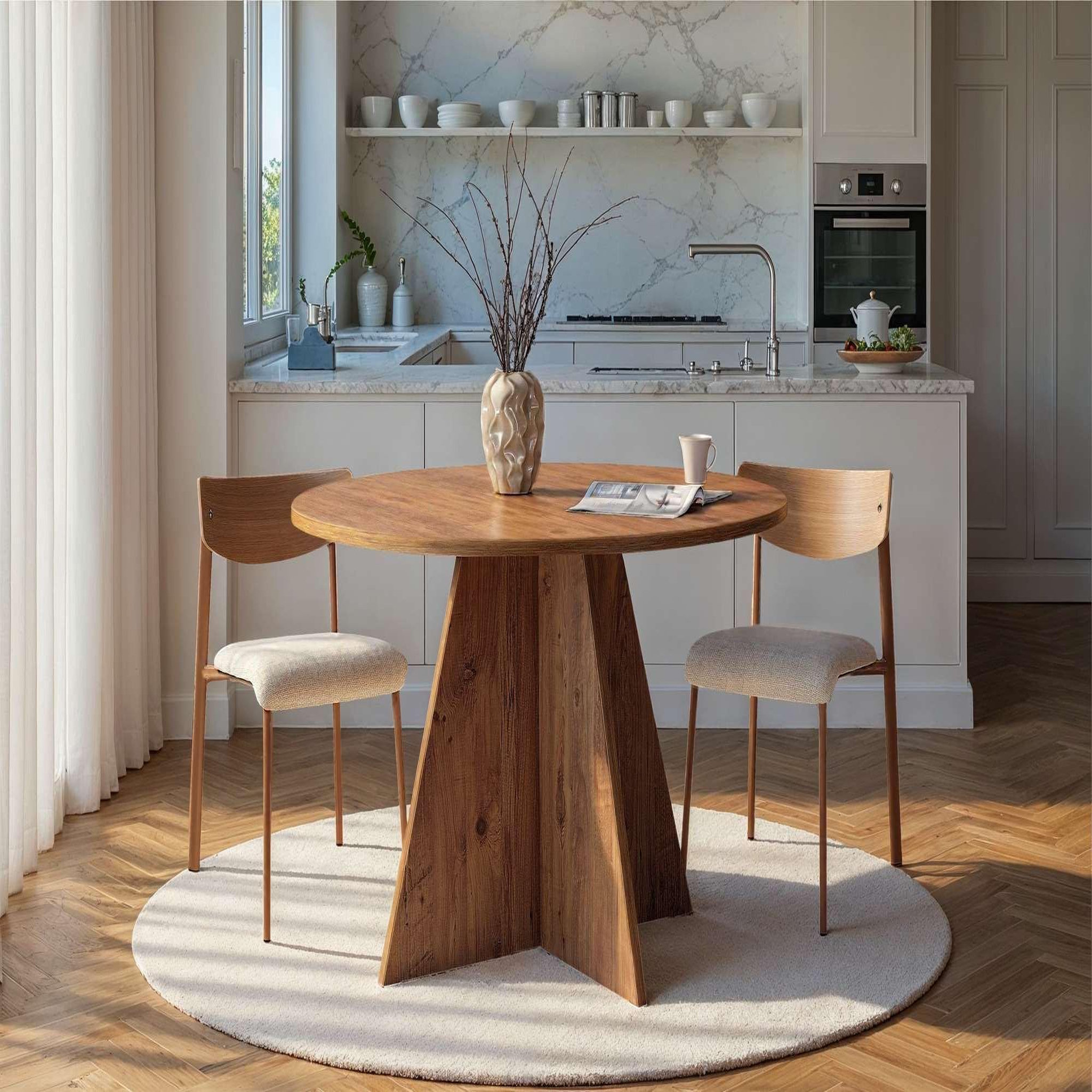Voir la diapositive 2 : Habitat et Jardin Table à manger en bois  virella  - 120 x 120 x 75 cm - pin atlantique