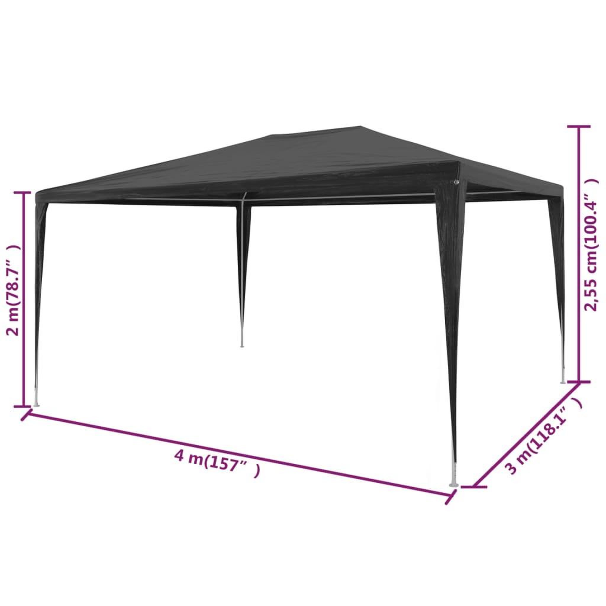 Voir la diapositive 6 : VIDAXL Tente de reception 3x4 m PE Anthracite