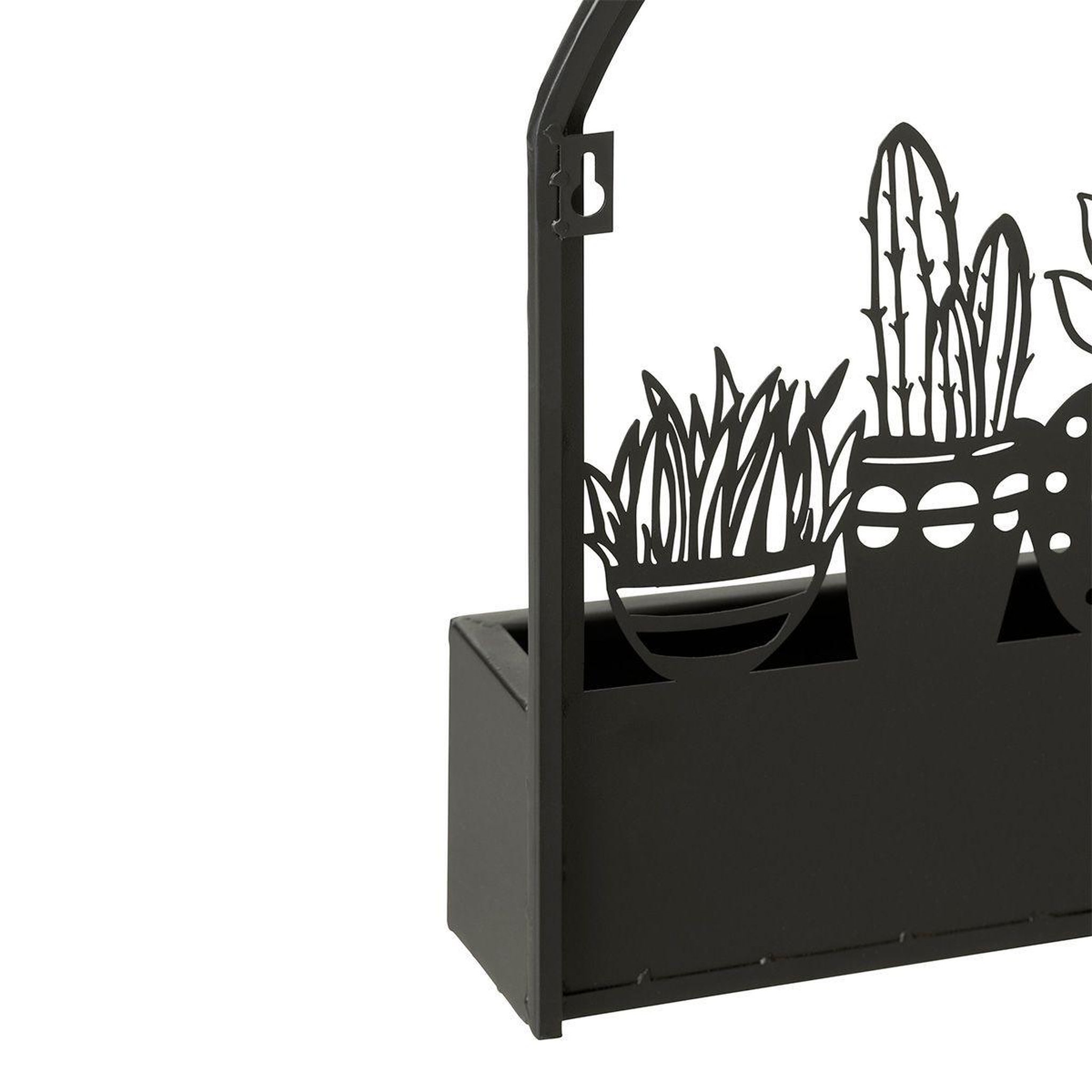 Voir la diapositive 2 : J-LINE Jardinière murale en métal  cactus  39cm noir