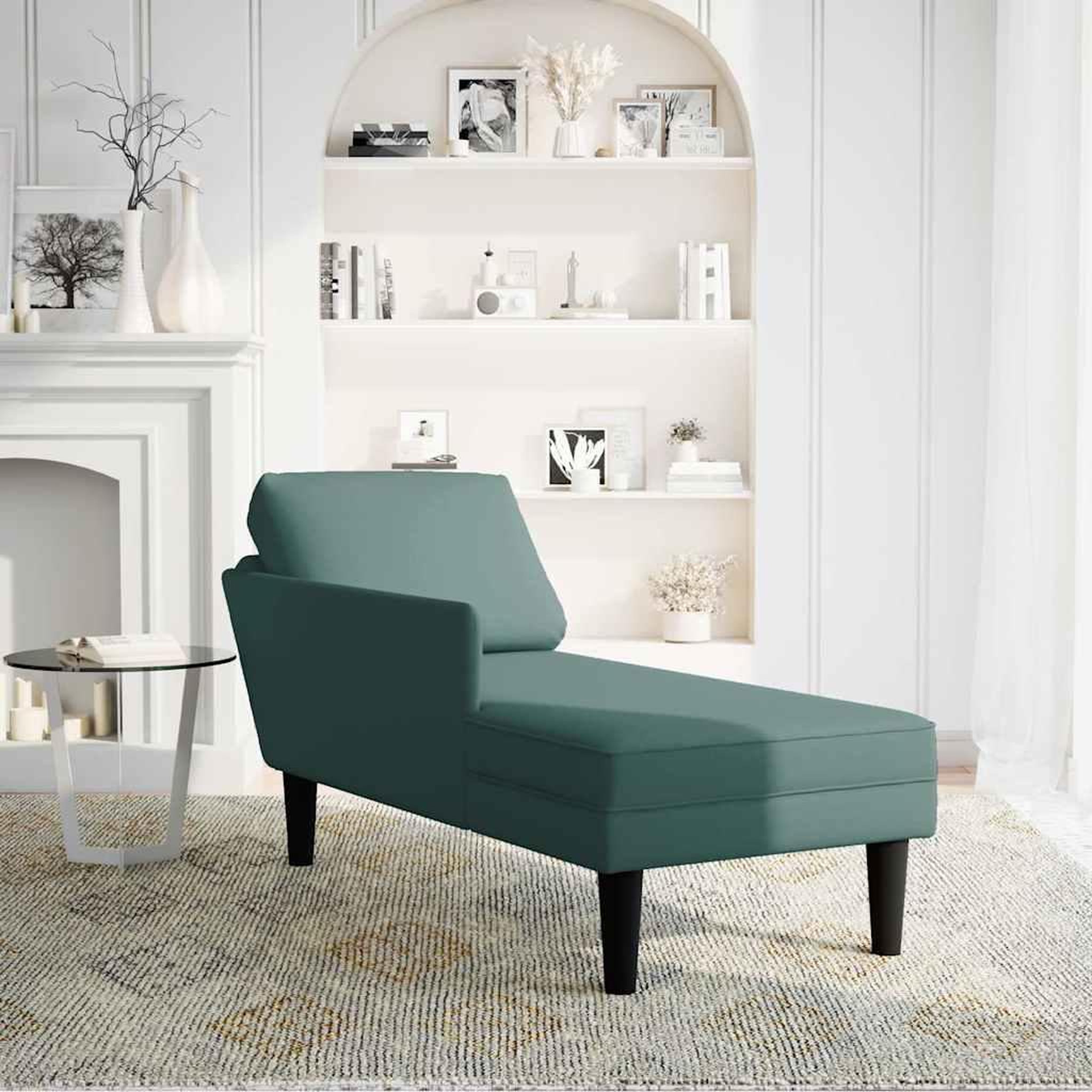 Voir la diapositive 2 : VIDAXL Fauteuil long et coussin et accoudoir droit vert fonce velours