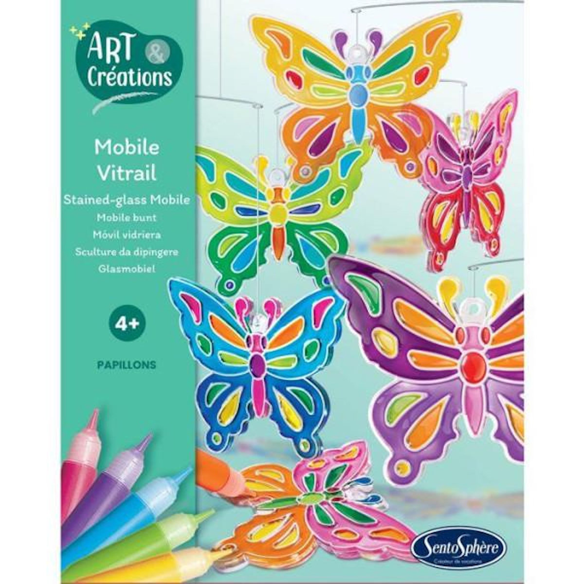Sentosphere Mobile vitrail - Papillons - Art et creations