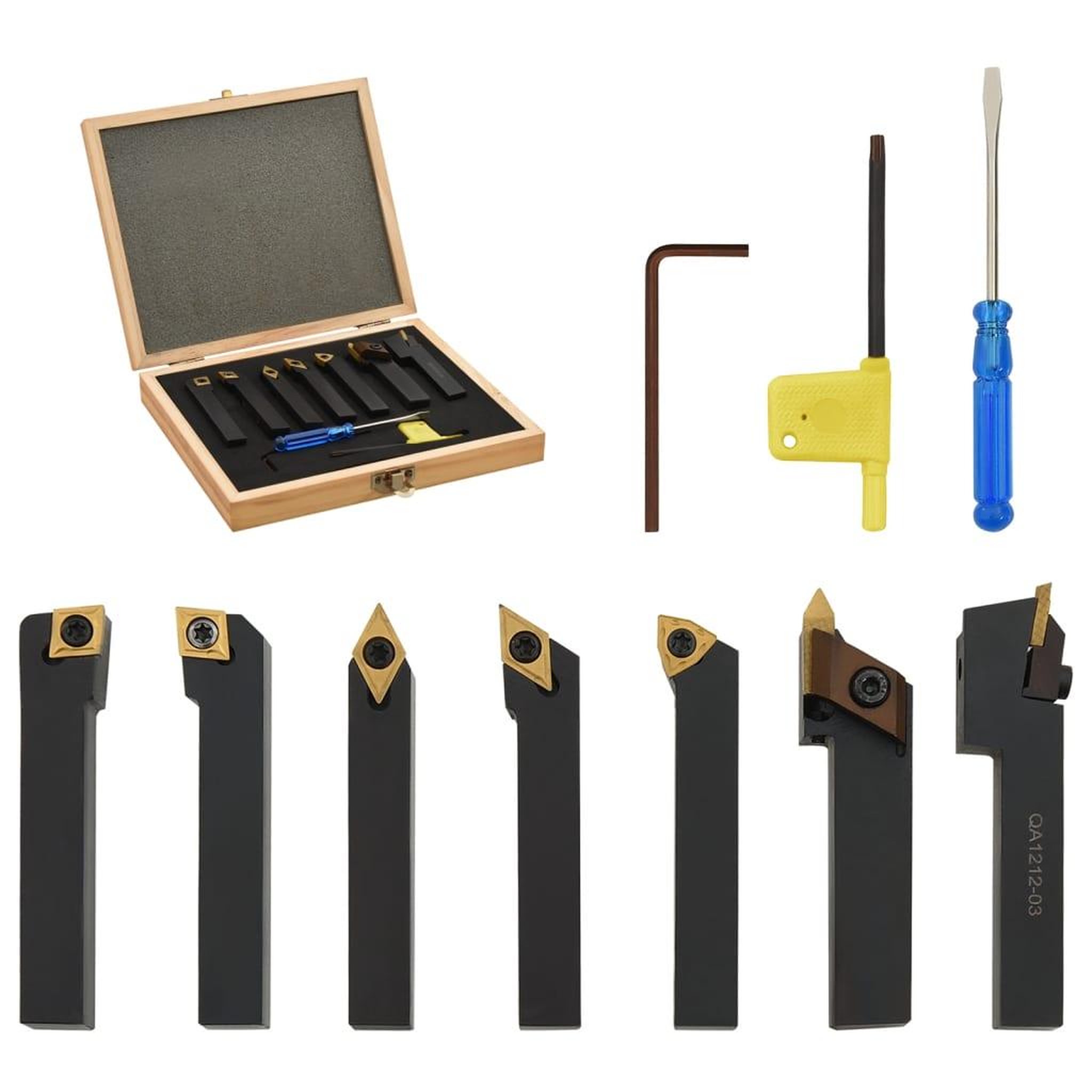 Voir la diapositive 2 : VIDAXL Jeu d'outils de tournage indexables 12 pcs 12x12 mm 80 mm