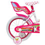 Voir la diapositive 2 : Vélo enfant - Modèle 16'' Fille Licorne / Unicorn pour enfant de taille 105 à 120 cm avec stabilisateurs - Panier avant - Porte poupée arrière - 2 freins et pneus gonflables