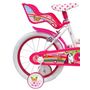 Voir la diapositive 2 : Vélo enfant - Modèle 16'' Fille Licorne / Unicorn pour enfant de taille 105 à 120 cm avec stabilisateurs - Panier avant - Porte poupée arrière - 2 freins et pneus gonflables