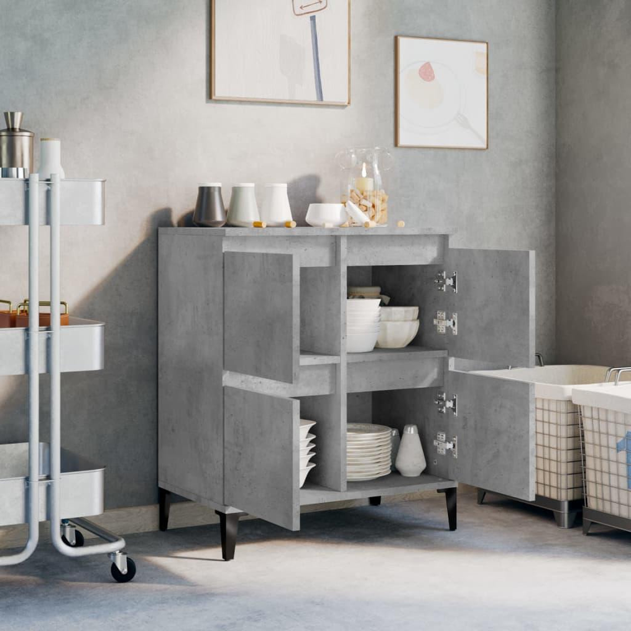 Voir la diapositive 3 : VIDAXL Buffet Gris beton 60x35x70 cm Bois d'ingenierie