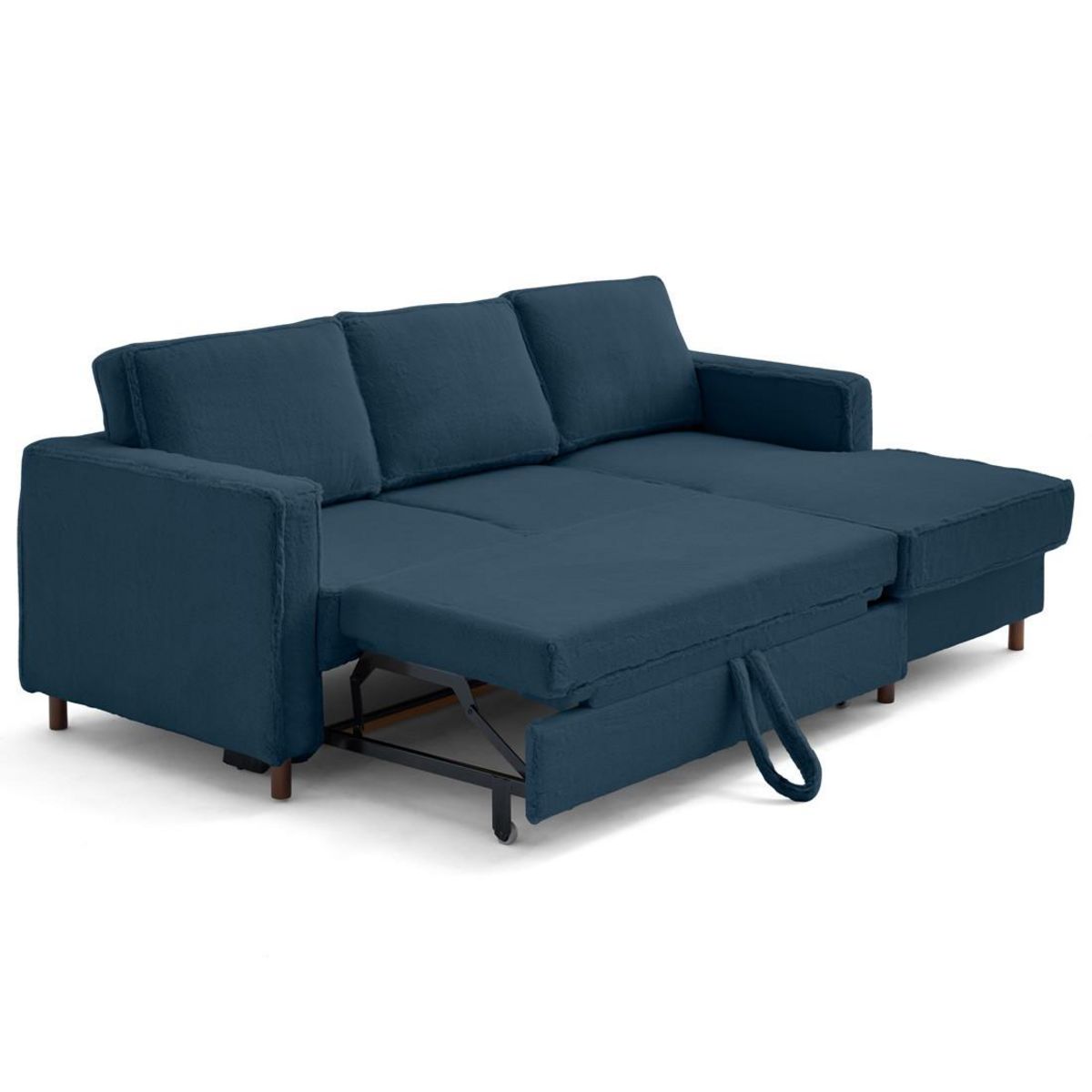 LISA DESIGN Jake - canapé d'angle droit 4 places convertible avec coffre en fausse fourrure