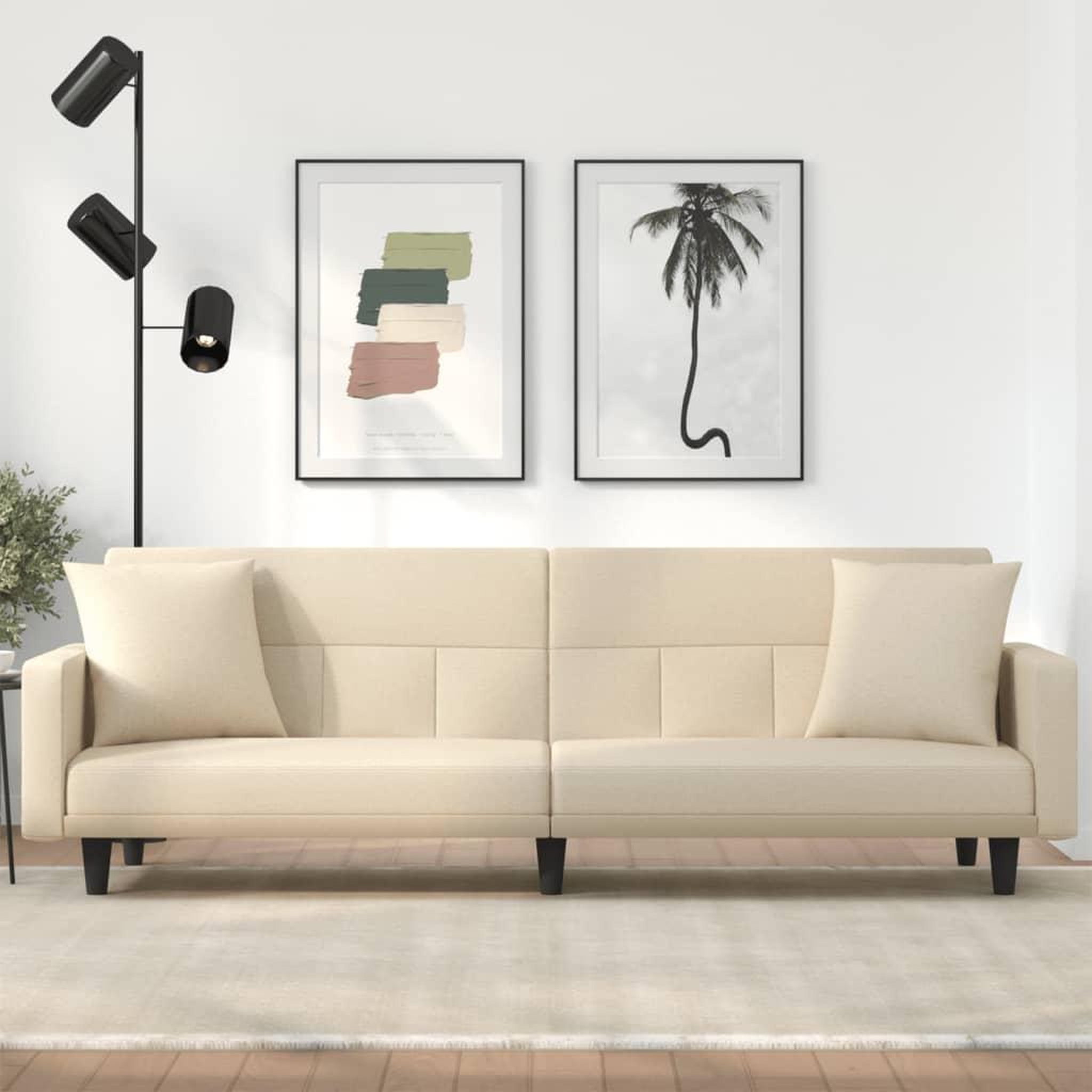 VIDAXL Canape-lit avec coussins creme tissu