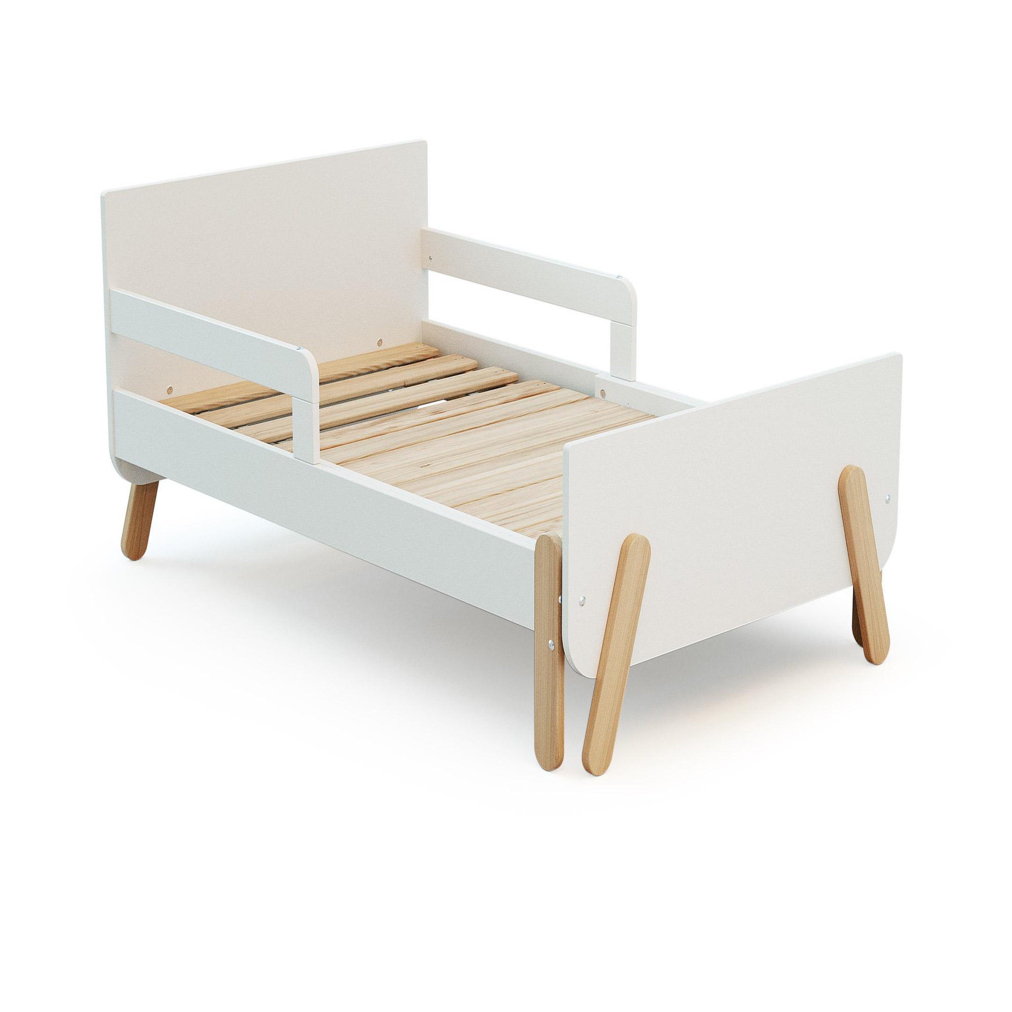 WEBABY Lit enfant extensible en bois 80x140-165-190 PIRATE - Blanc