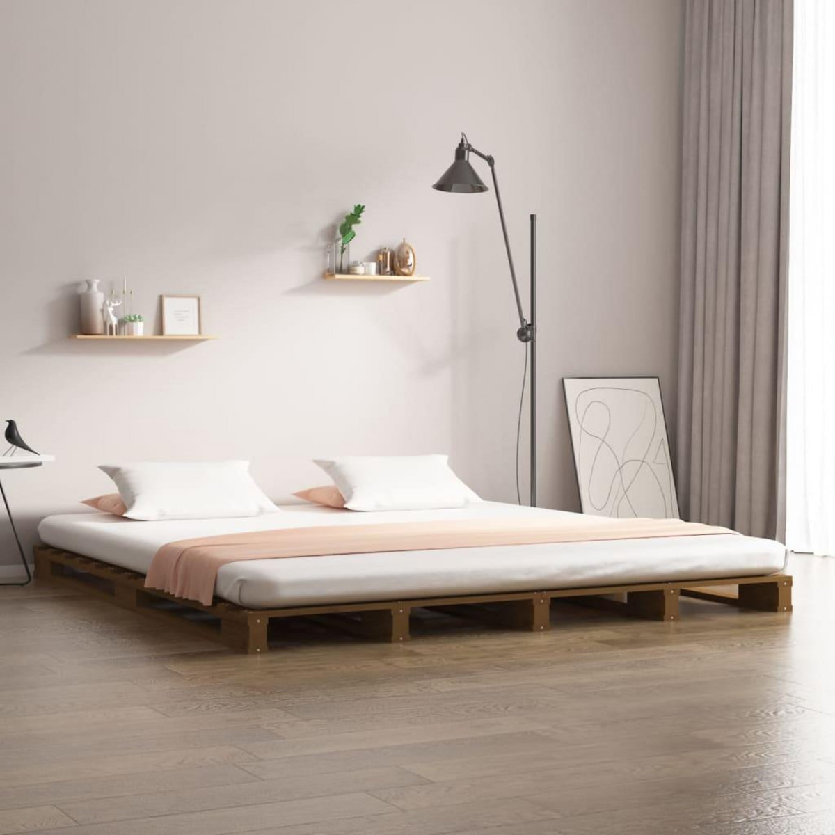 VIDAXL Lit de palette sans matelas marron miel 120x200 cm bois massif