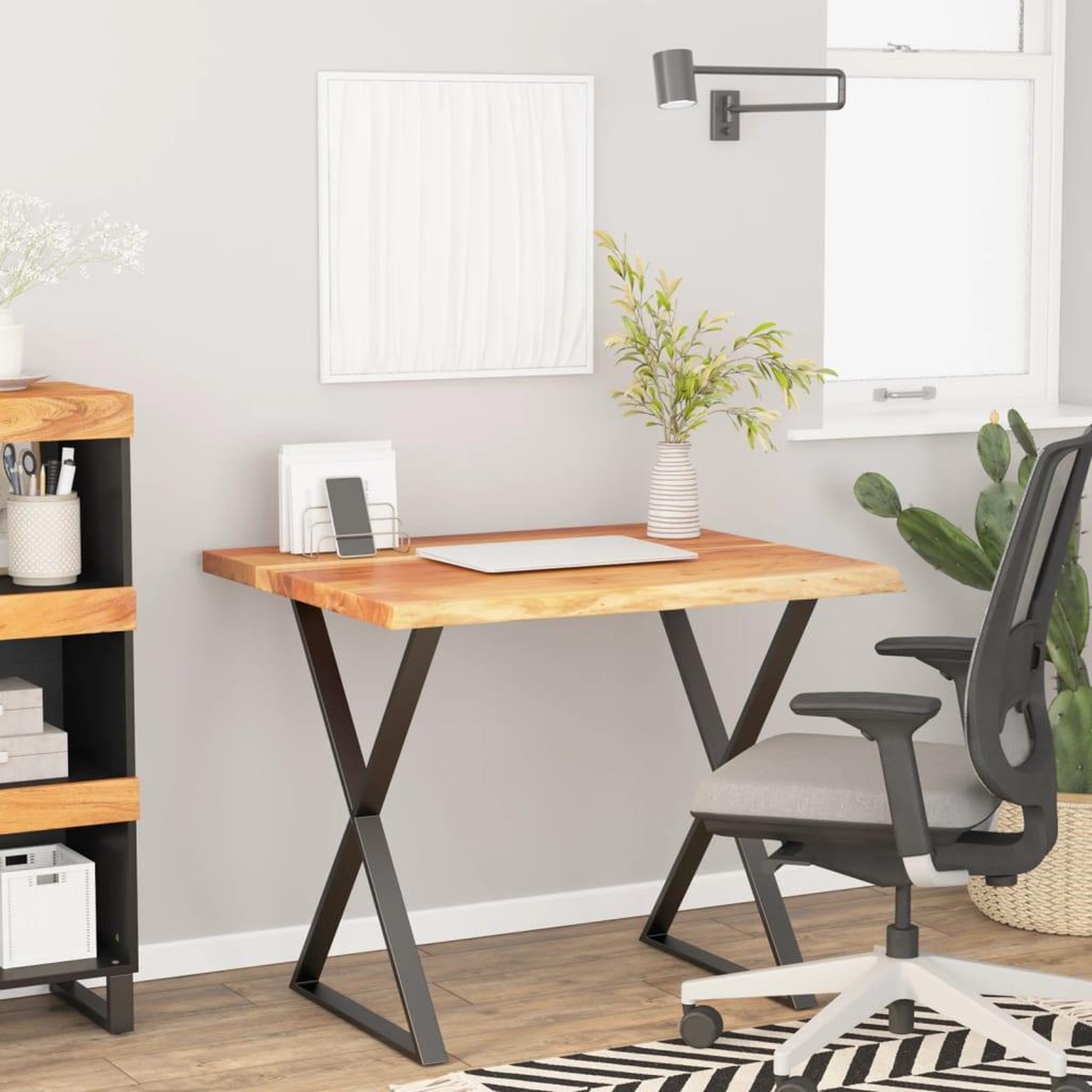 VIDAXL Dessus de bureau carre bois massif d'acacia bordure assortie