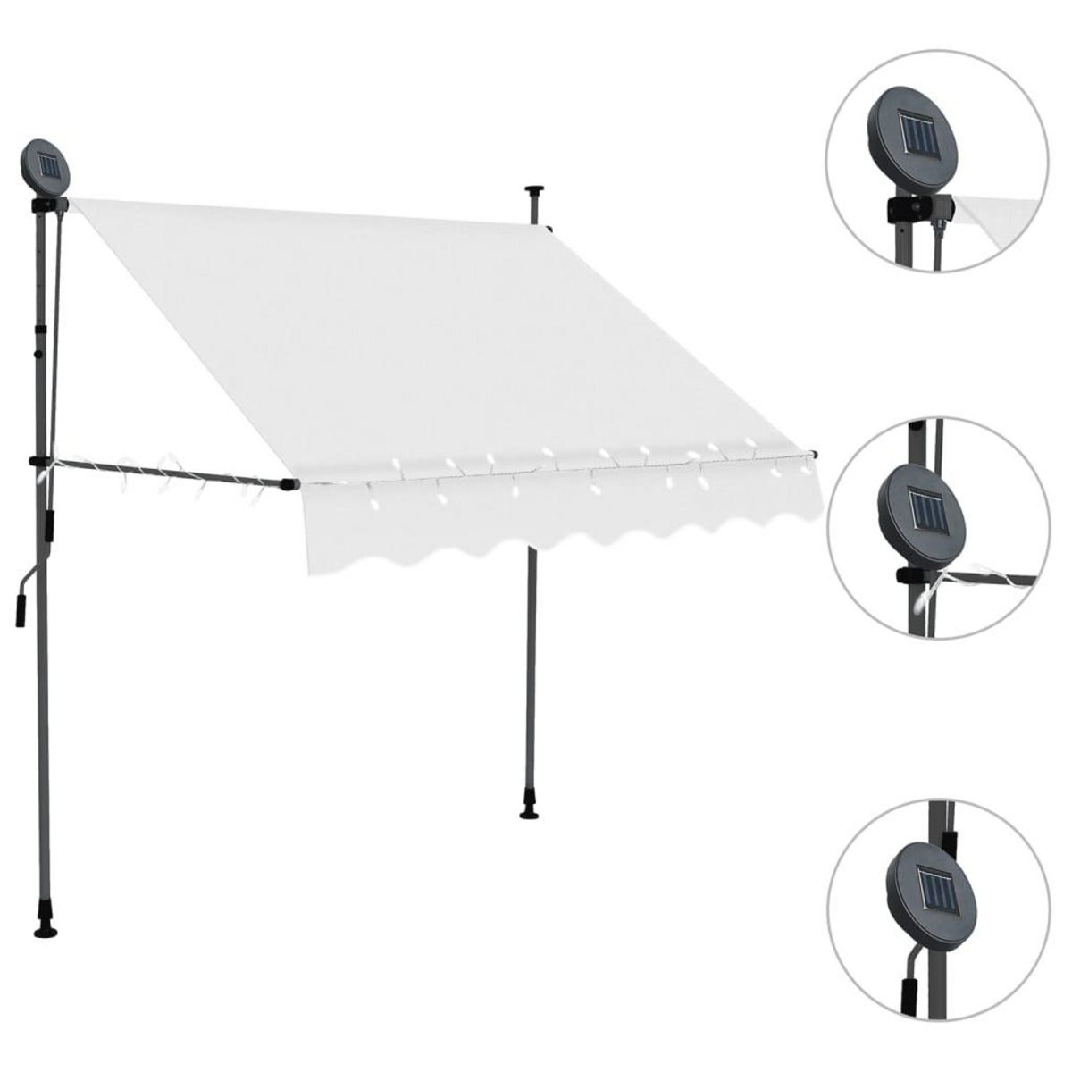 VIDAXL Auvent manuel retractable avec LED 200 cm Creme