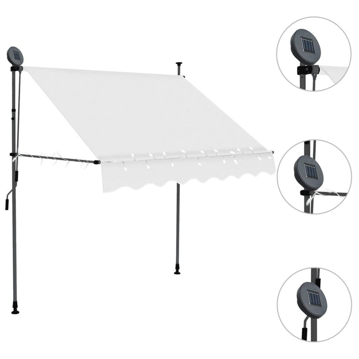VIDAXL Auvent manuel retractable avec LED 200 cm Creme