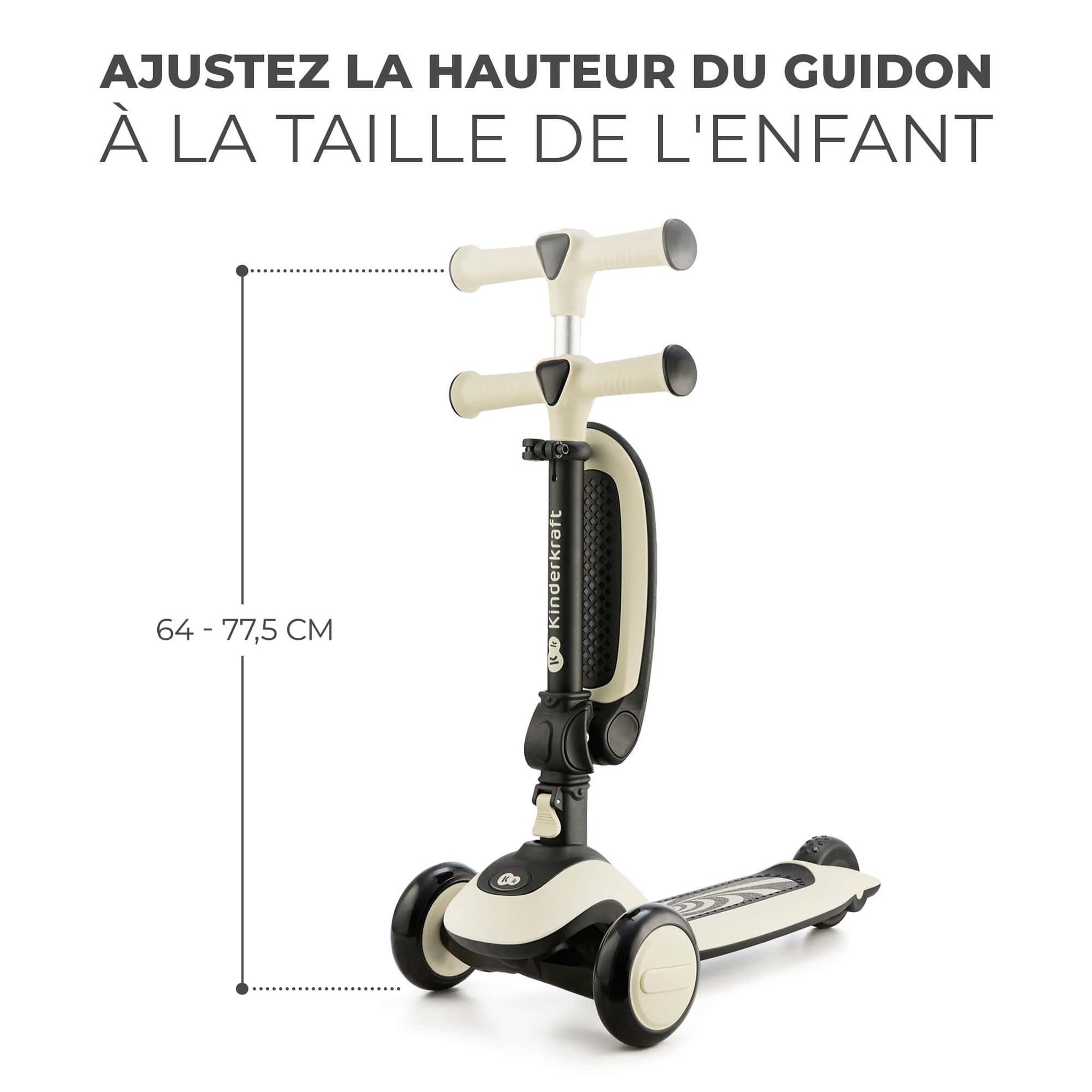 Voir la diapositive 5 : KINDERKRAFT Trottinette enfant pliante avec siege et roues lumineuses