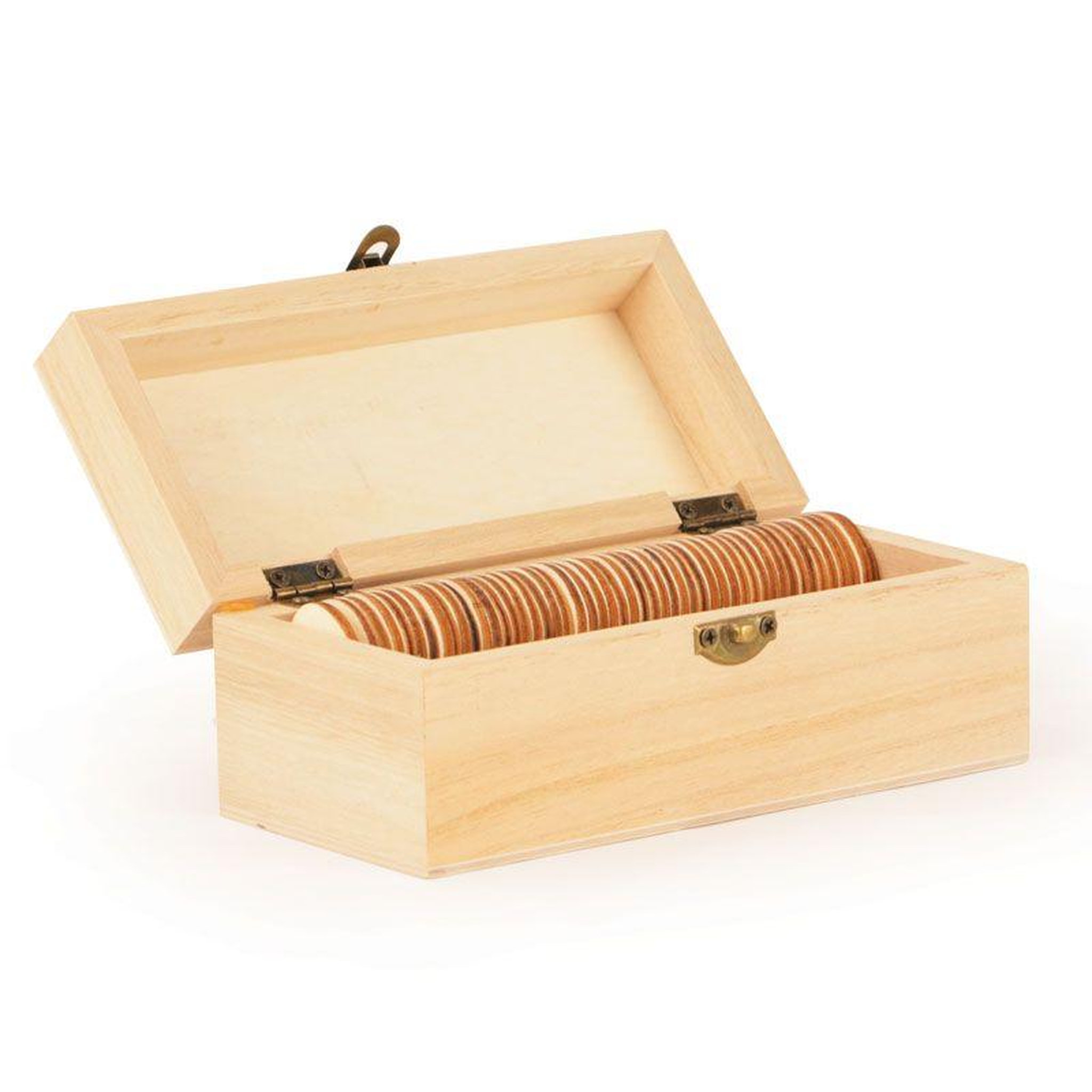 Graine créative Boite à message 50 cœurs en bois 15 x 7 x 6 cm